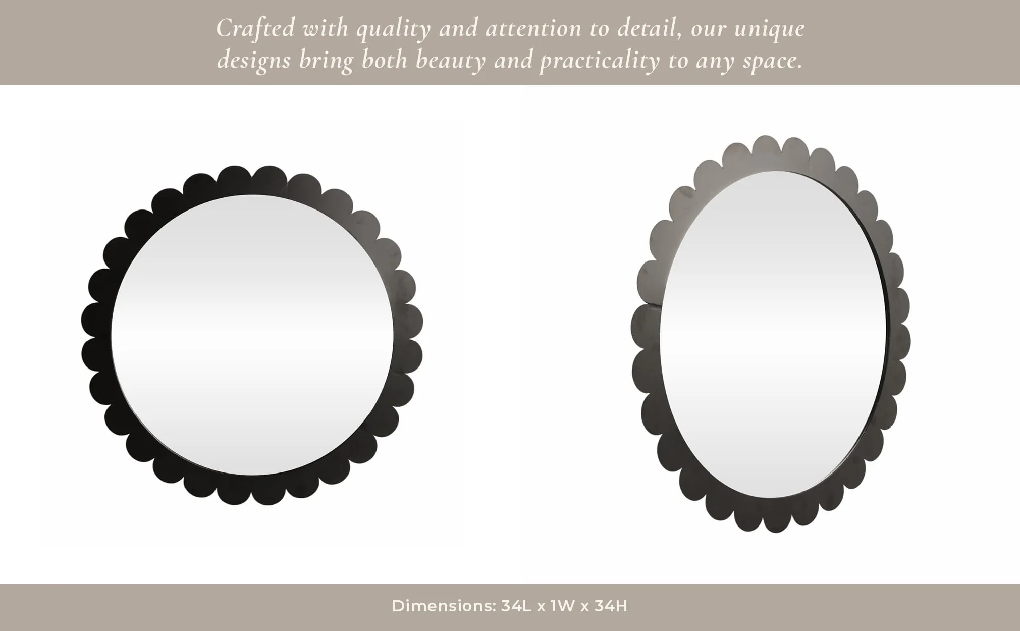 34" Scallop Border Mirror, Black - Image 9