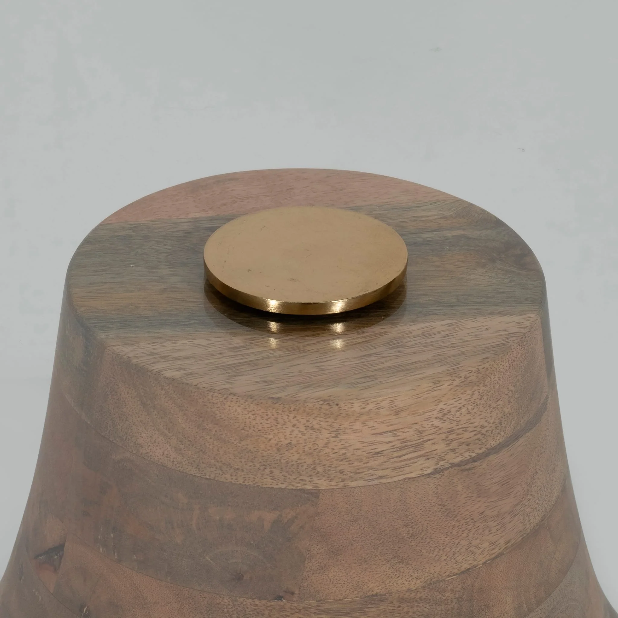 34" Striped Wood Coffee Table With Glass Top, Natu - Image 4