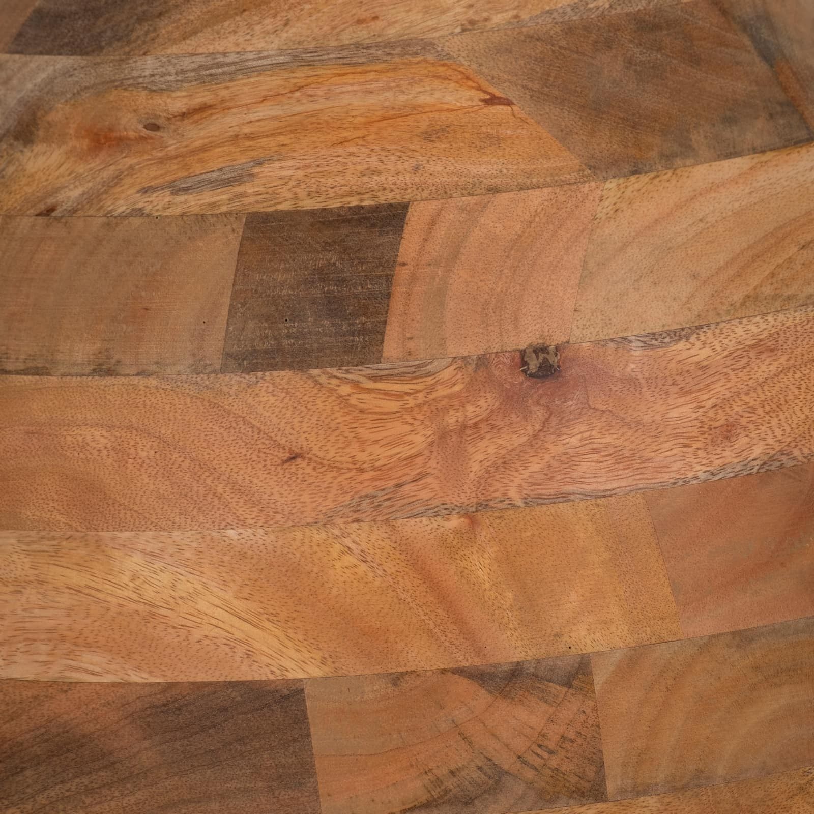 34" Striped Wood Coffee Table With Glass Top, Natu - Image 5