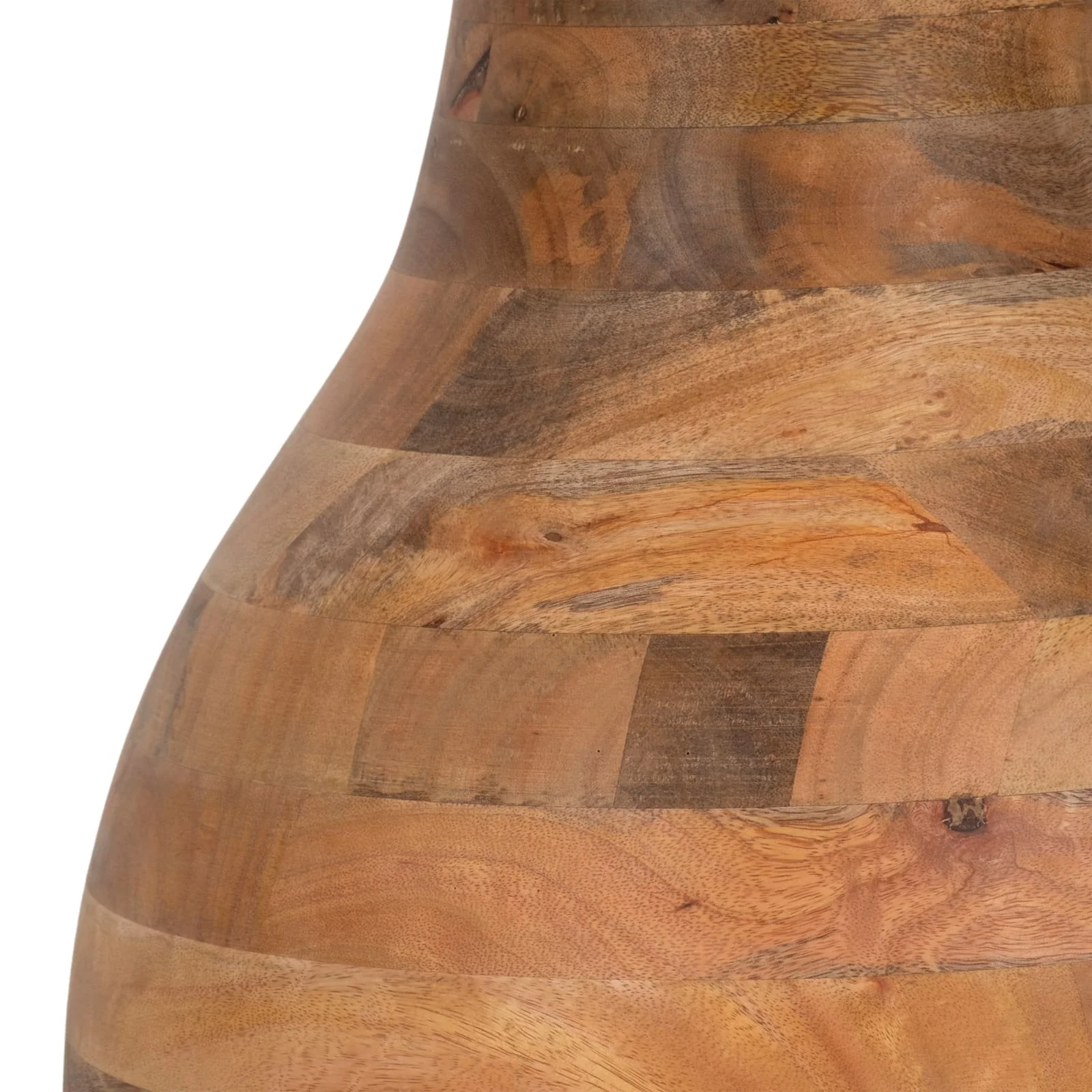 34" Striped Wood Coffee Table With Glass Top, Natu - Image 6
