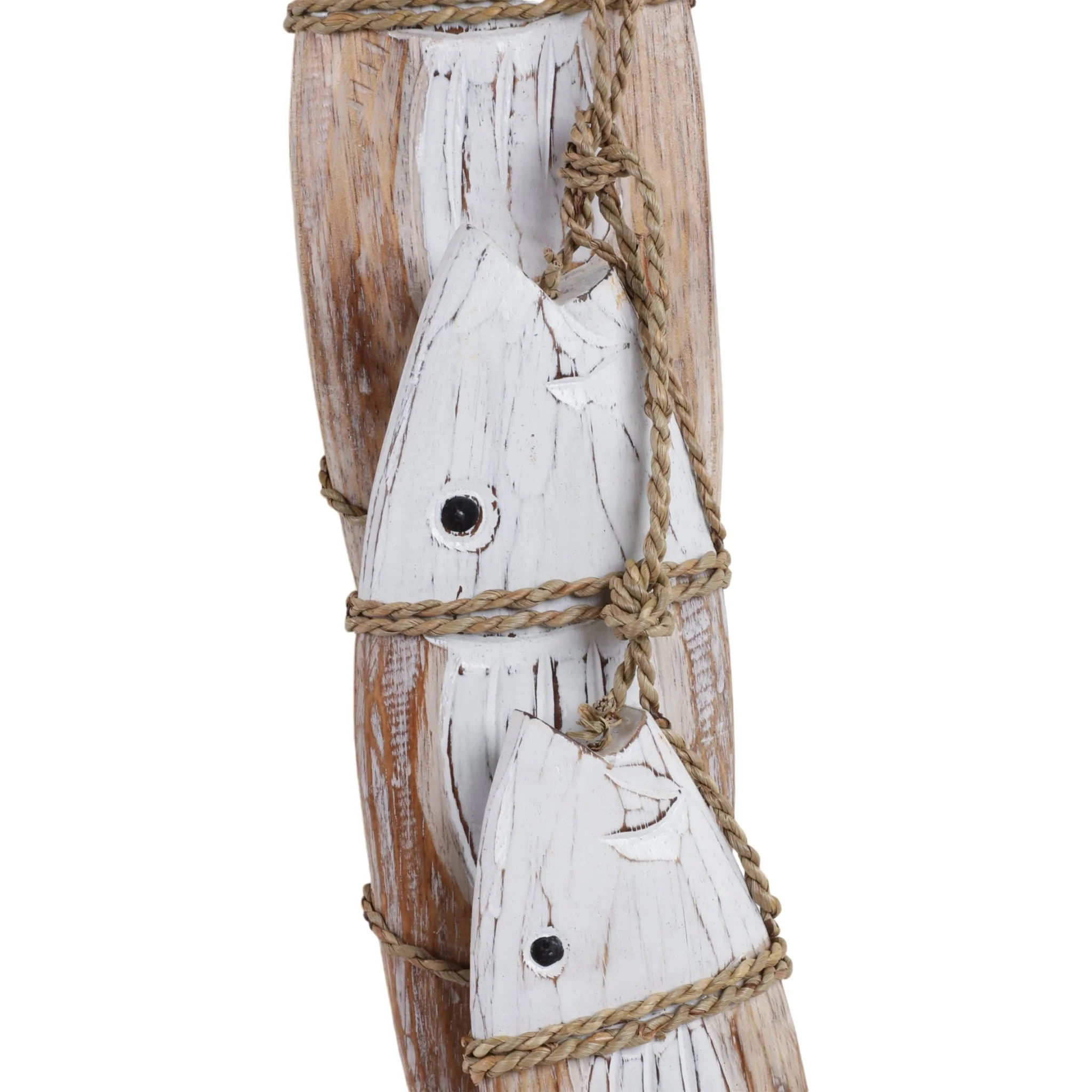 35" Wood 3 Fish On A Rope, Wht/nat - Image 4