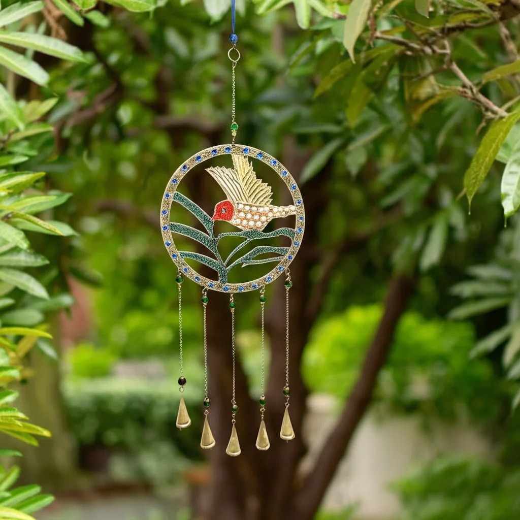 35x12" Beaded Mosaic Hummingbird Chime, Multi - Image 13