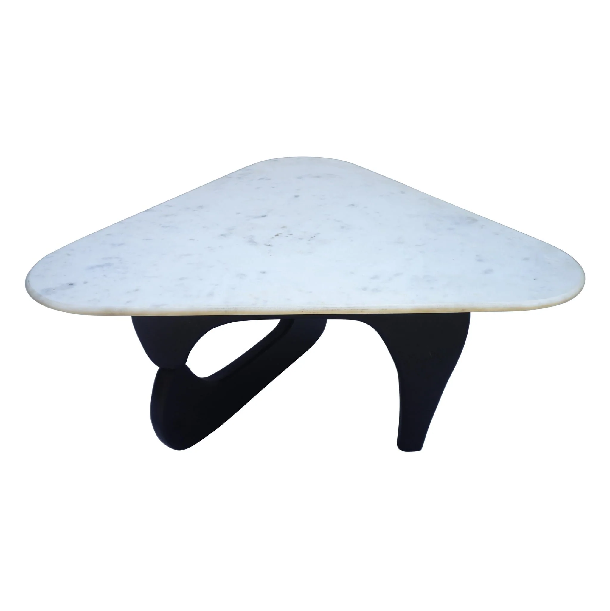 35x18" Mid-century Triangular Coffee Table, White/ - Image 2