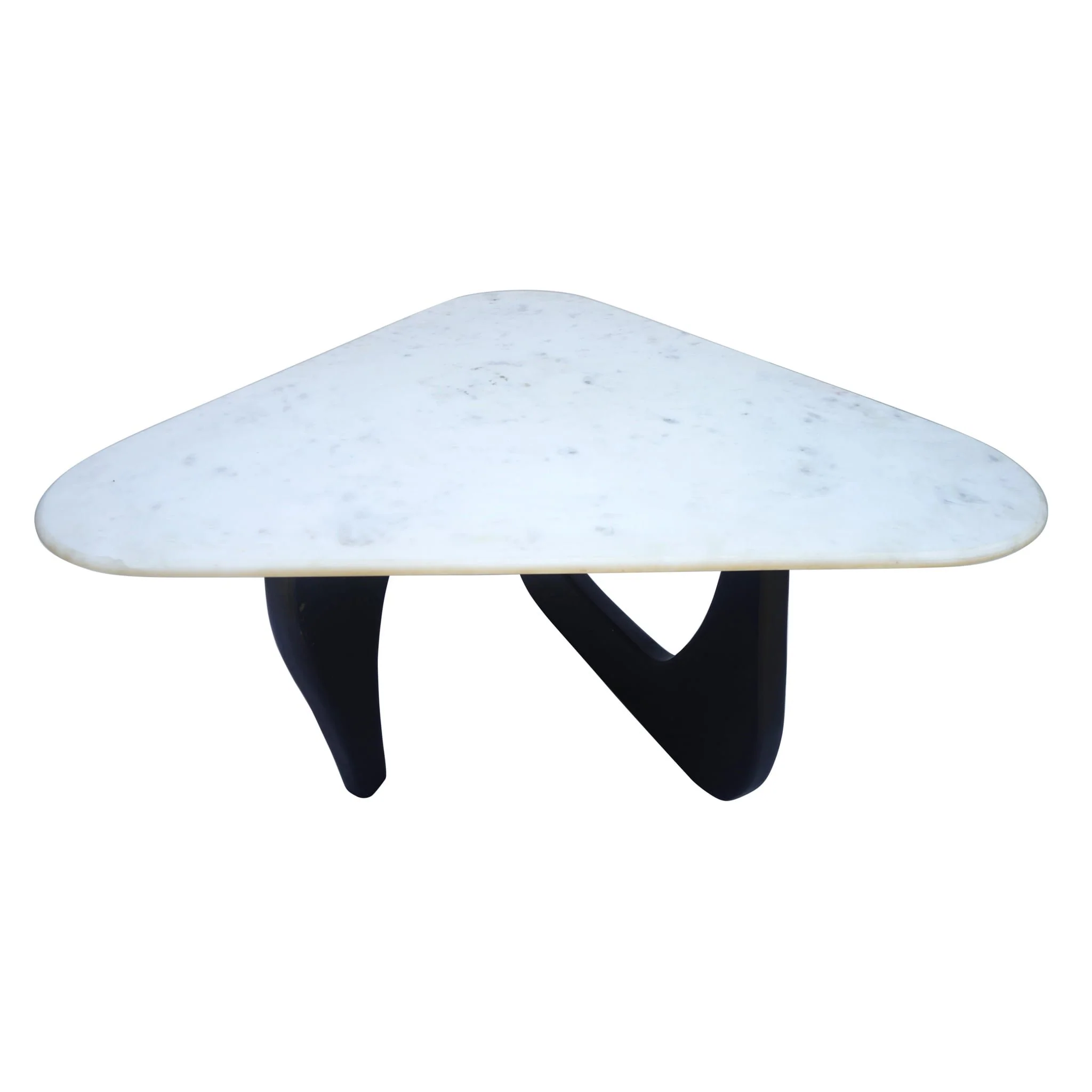 35x18" Mid-century Triangular Coffee Table, White/ - Image 3