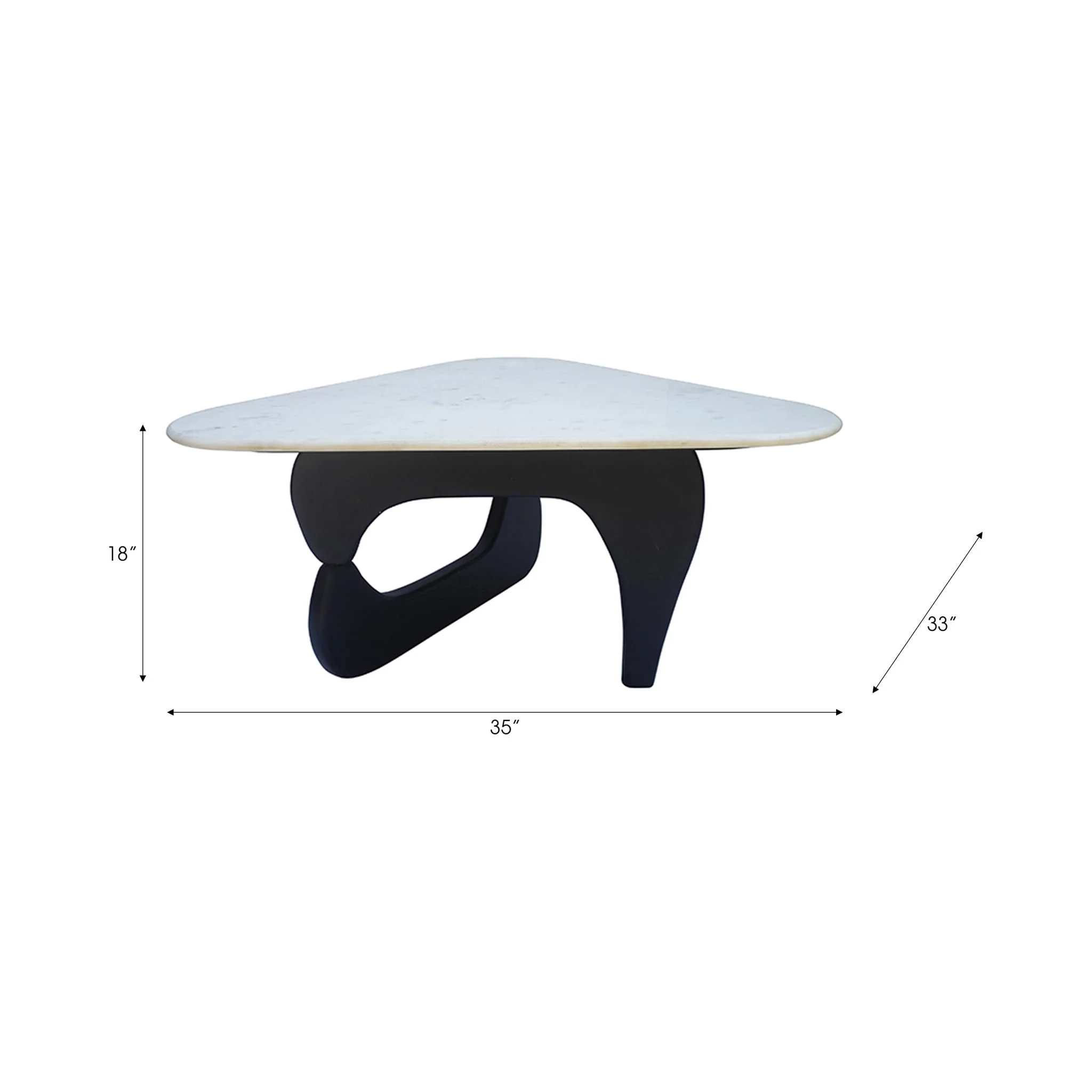 35x18" Mid-century Triangular Coffee Table, White/ - Image 5