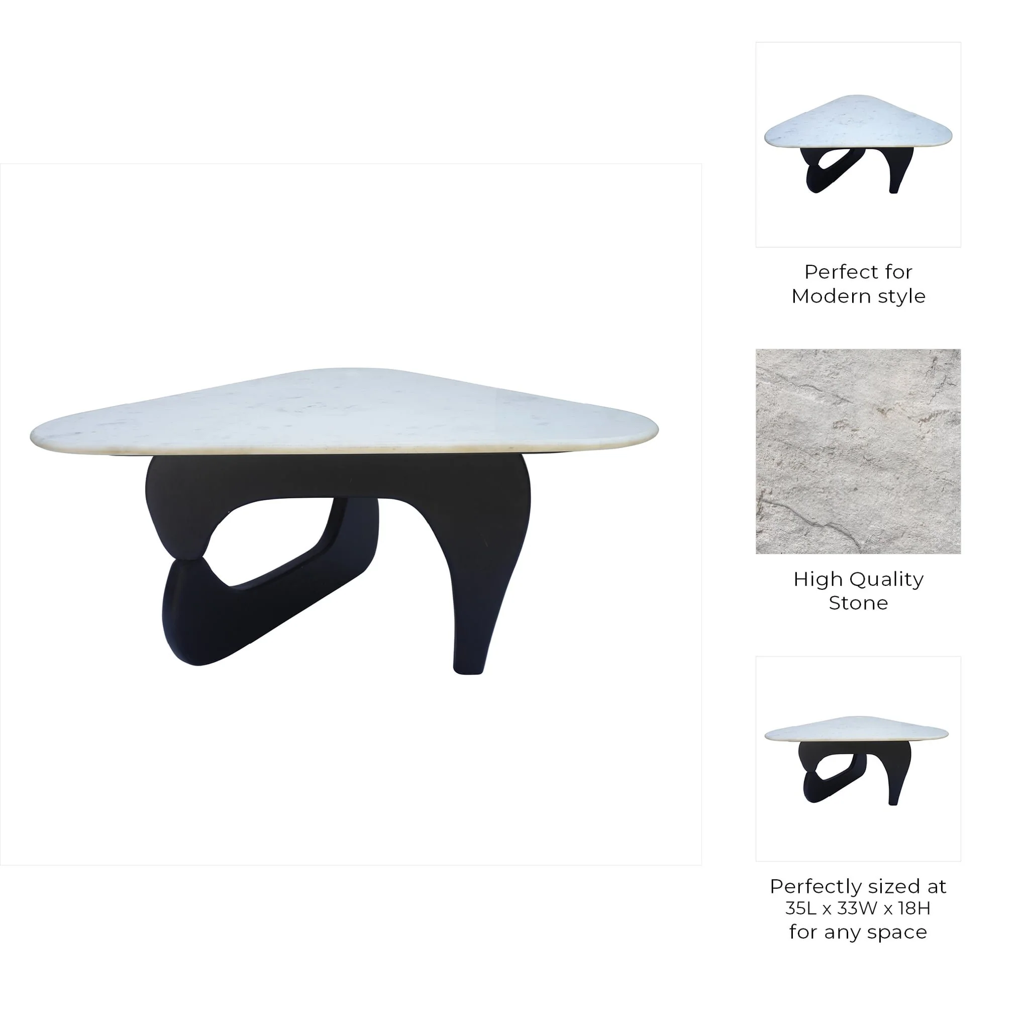 35x18" Mid-century Triangular Coffee Table, White/ - Image 6