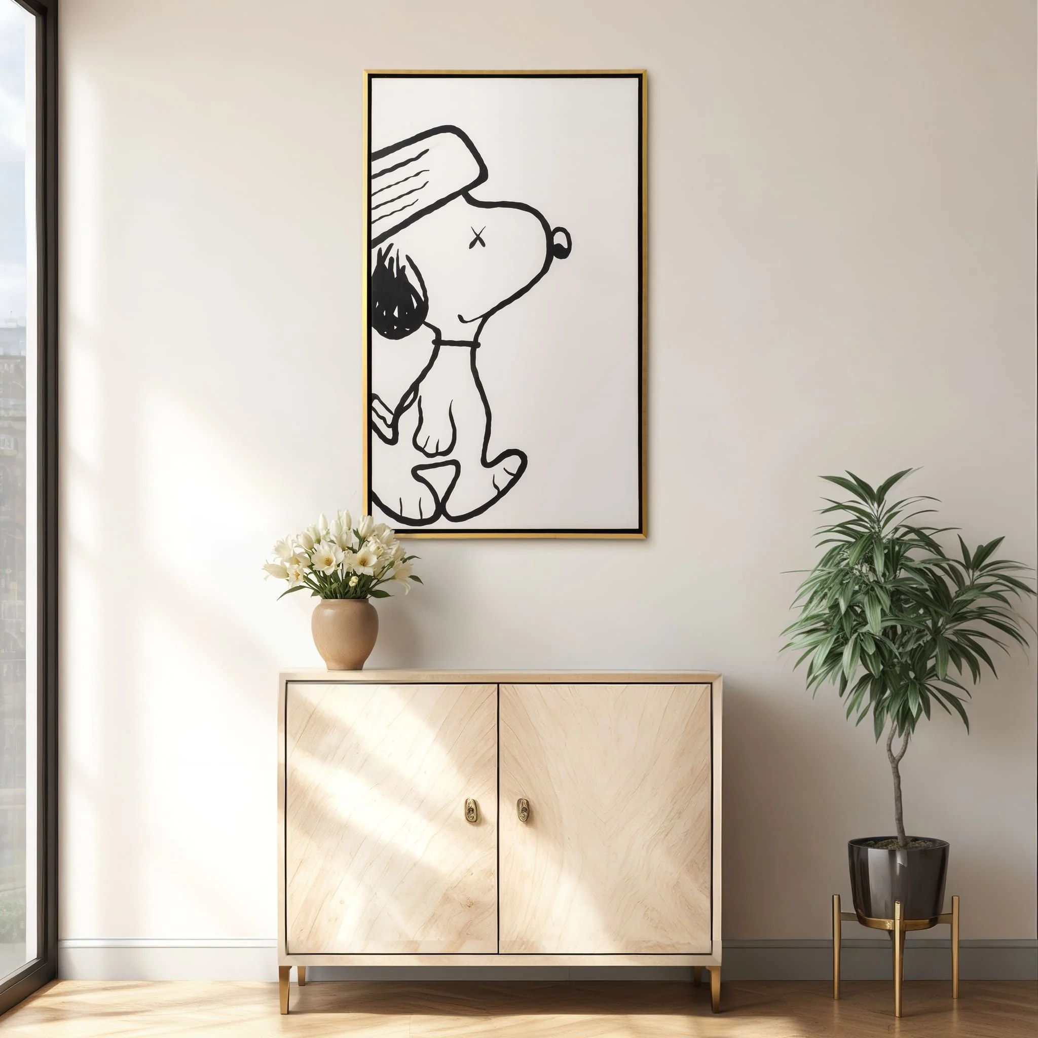35x59 Hand Painted Beagle, Blk/wht - Image 8