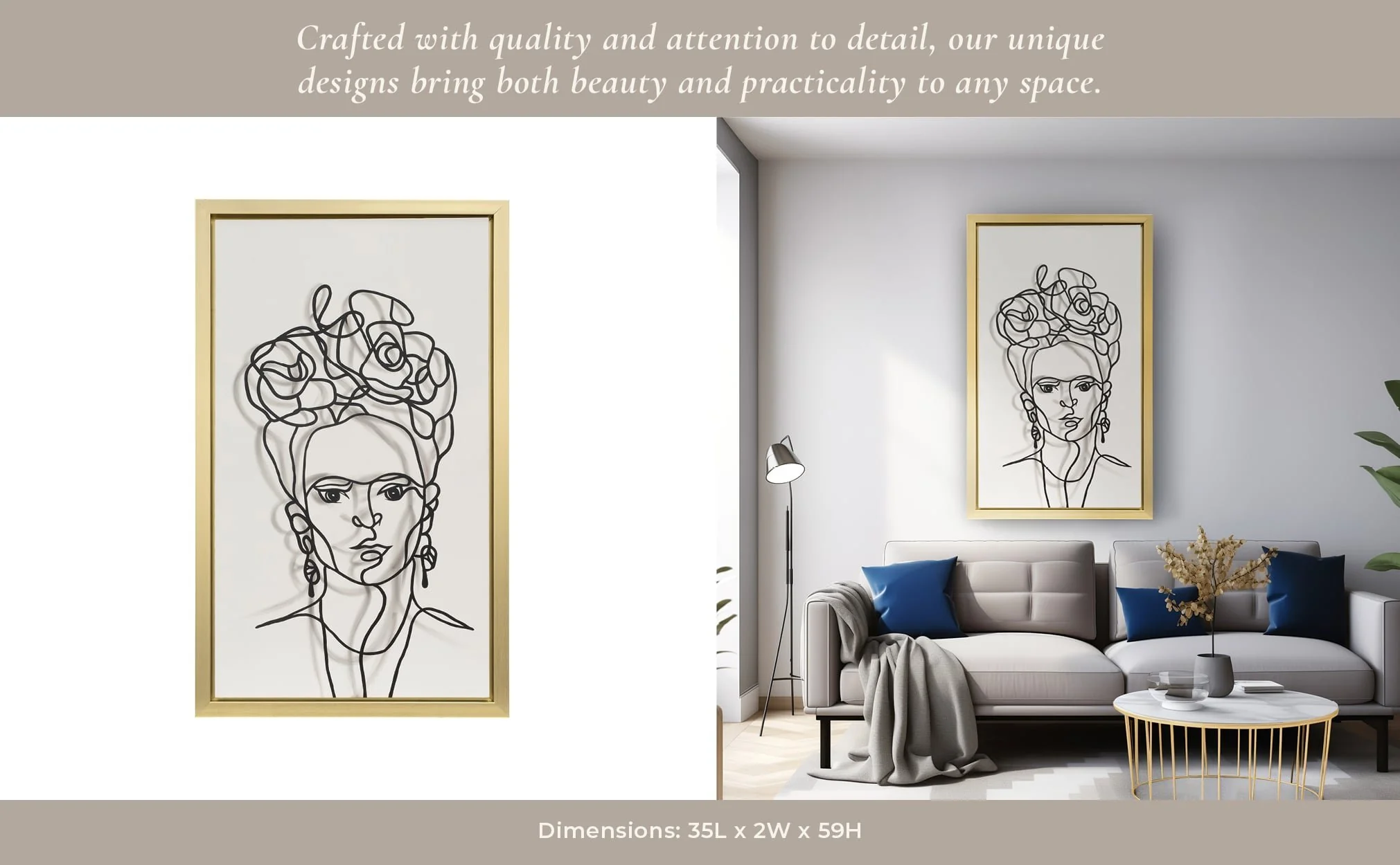 35x59, Hand Painted Frida Illusion, Wht/blk - Image 10
