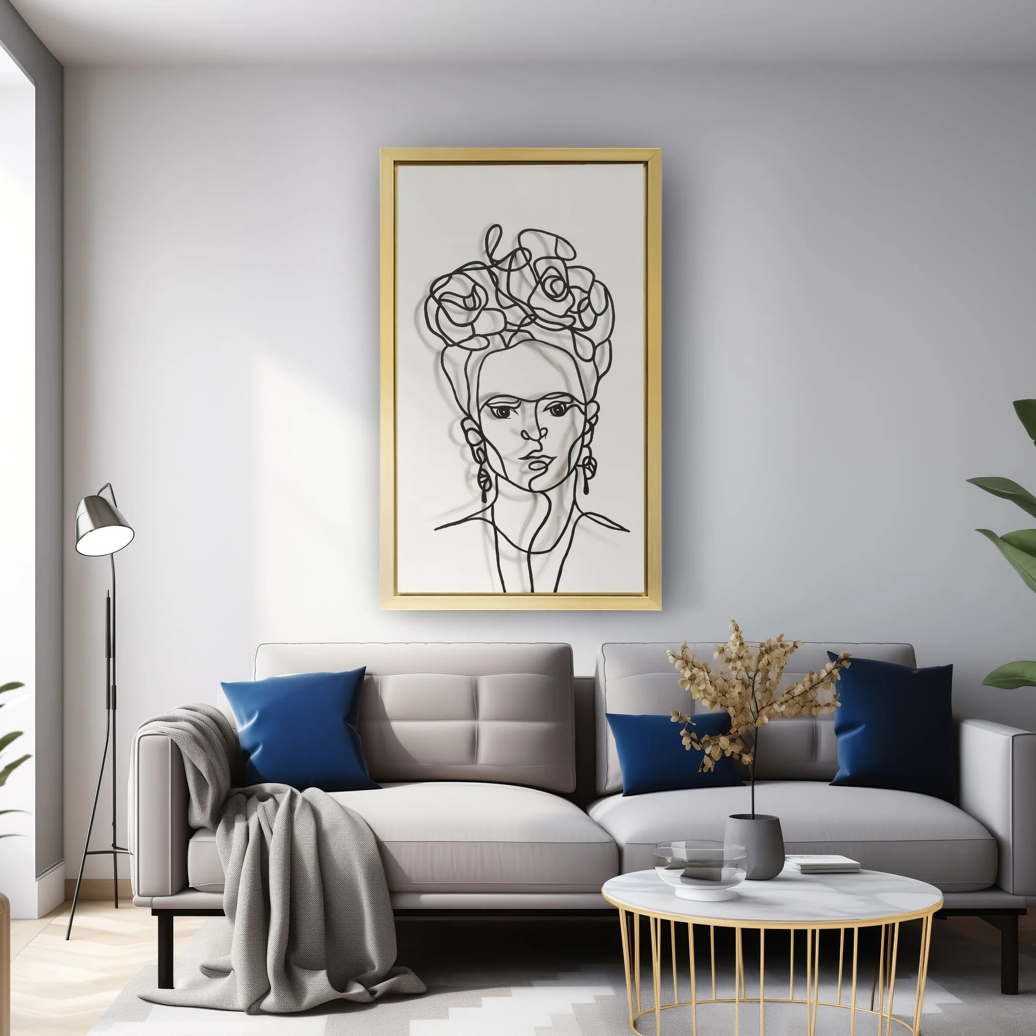 35x59, Hand Painted Frida Illusion, Wht/blk - Image 9