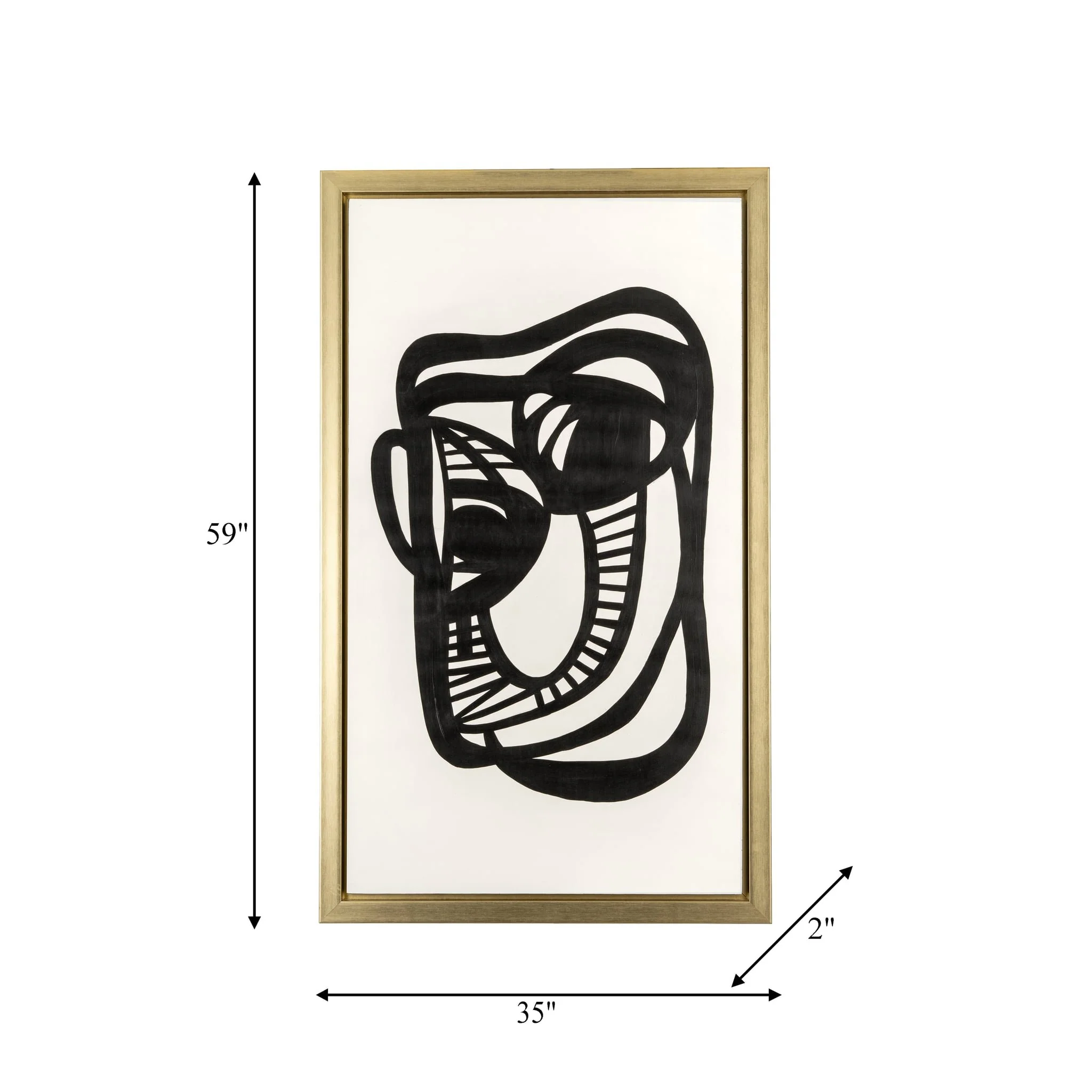 35x59, Hand Painted Gold Frame Geometric Face, Blk - Image 2