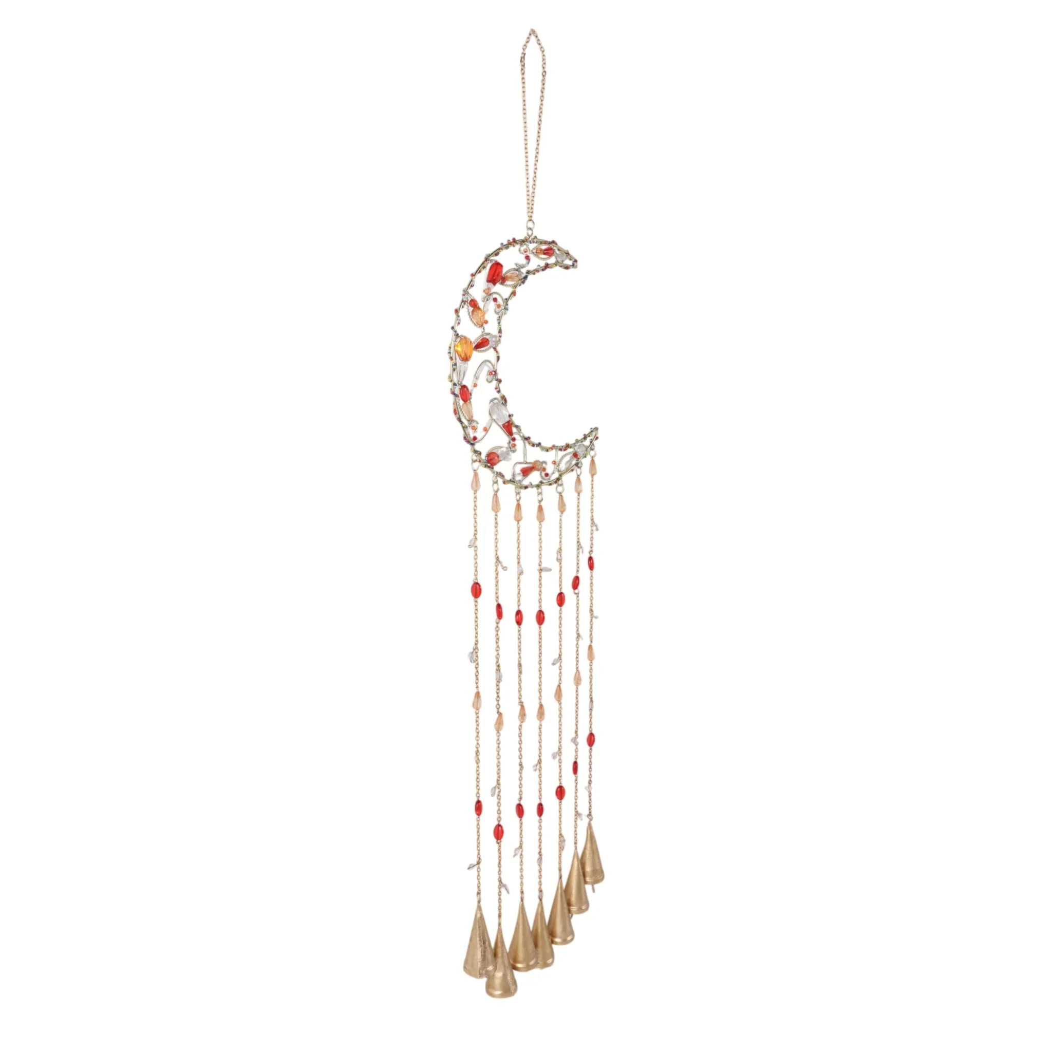 35x8" Beaded Mosaic Crescent Moon Chime, Multi - Image 2