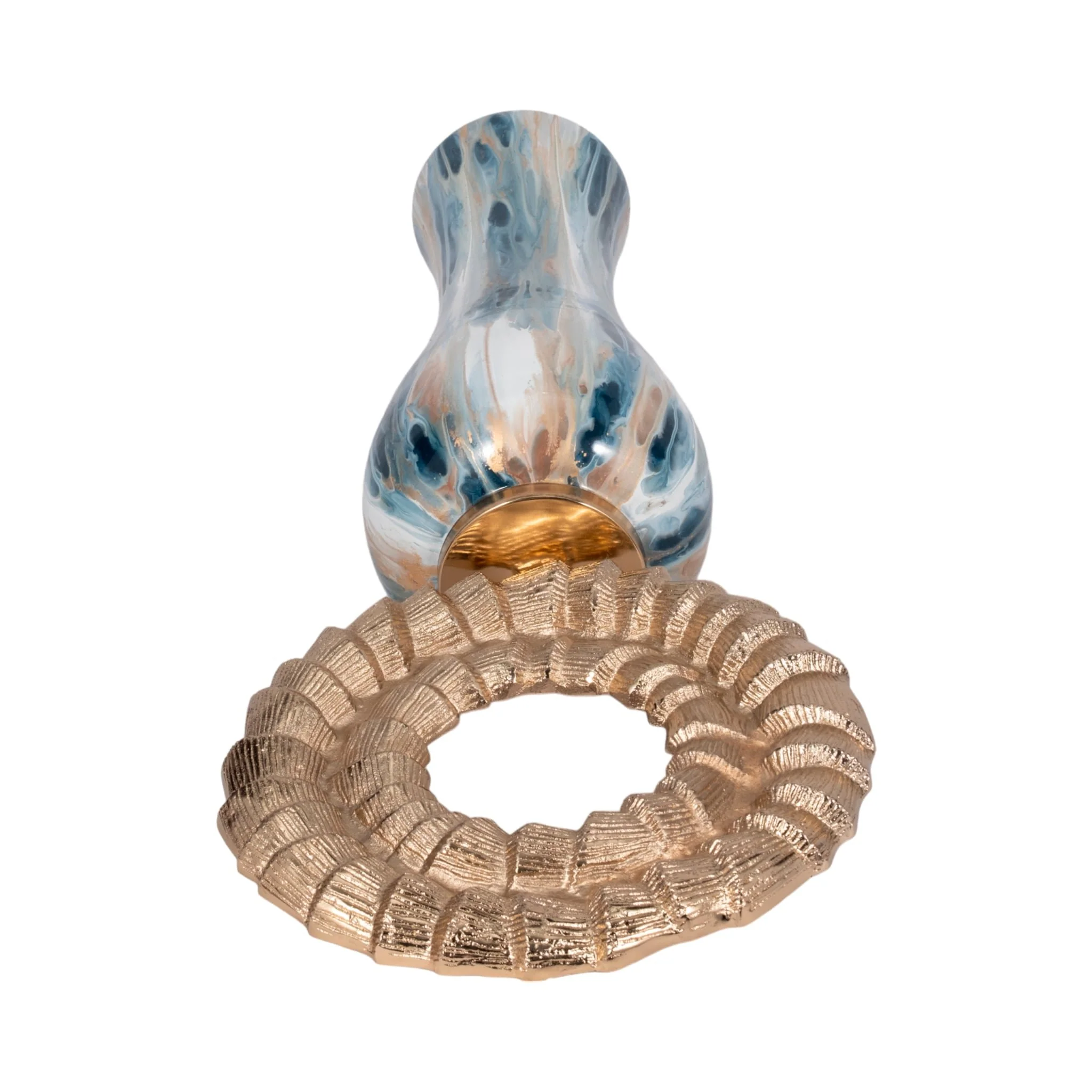 36" Blue Geo Swirl Jar W/open Metal Ring Top,multi - Image 6
