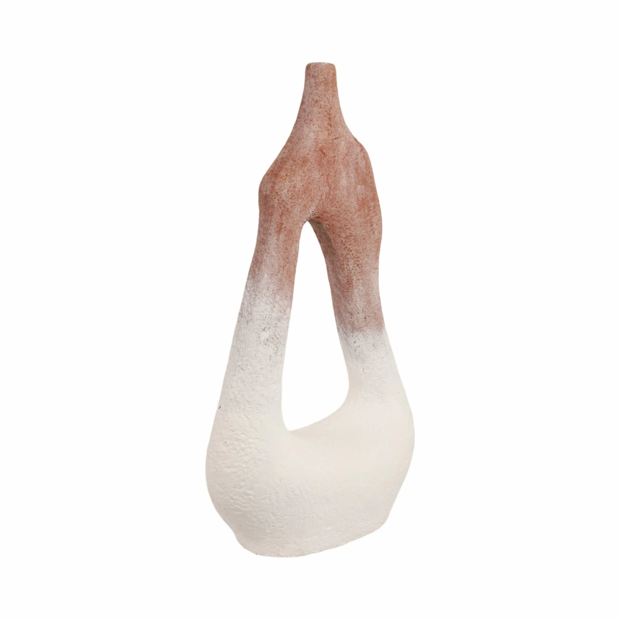 36" Curvy Open Cut-out Terracotta Vase, White Mult - Image 2