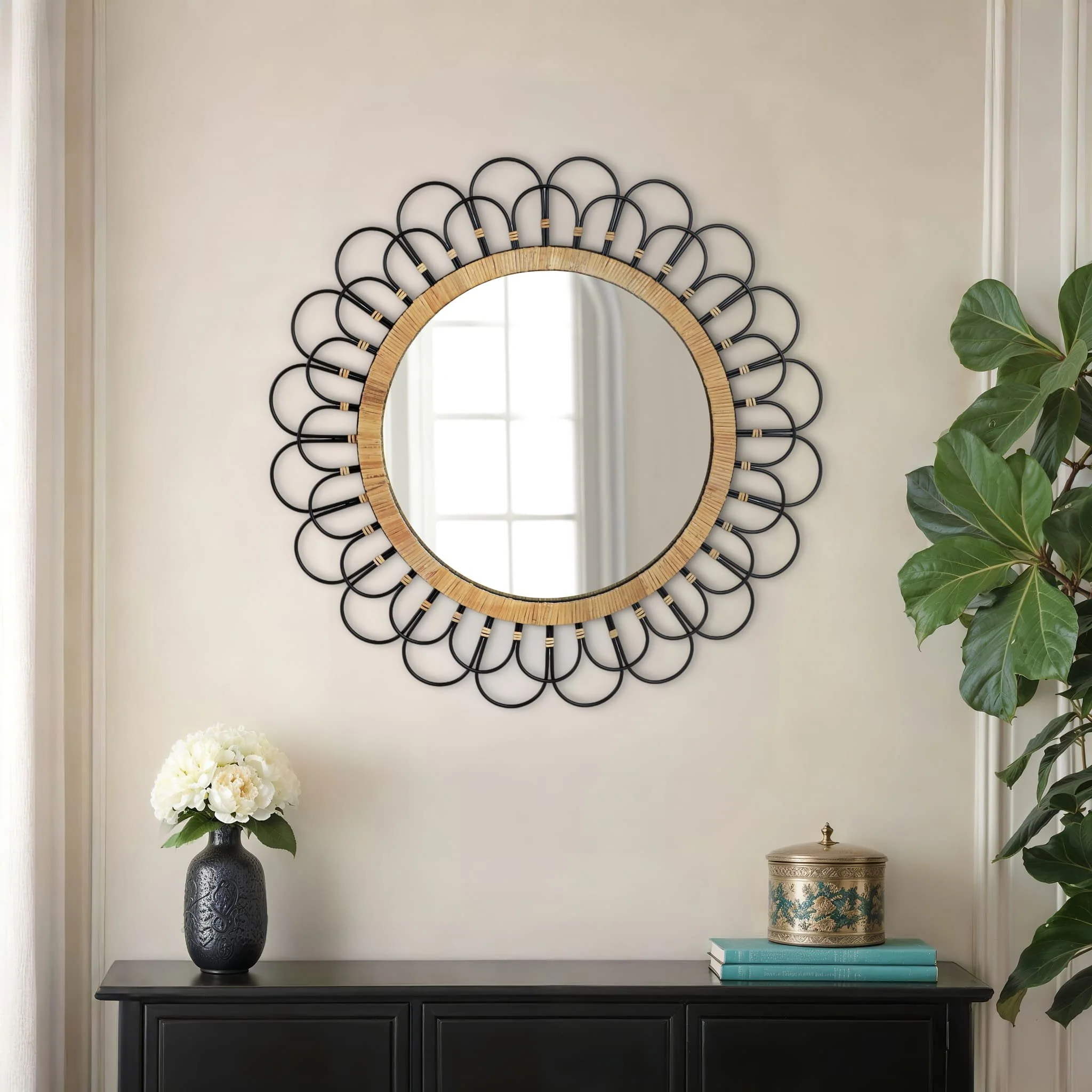 36" Daisy Wall Mirror, Black - Image 9