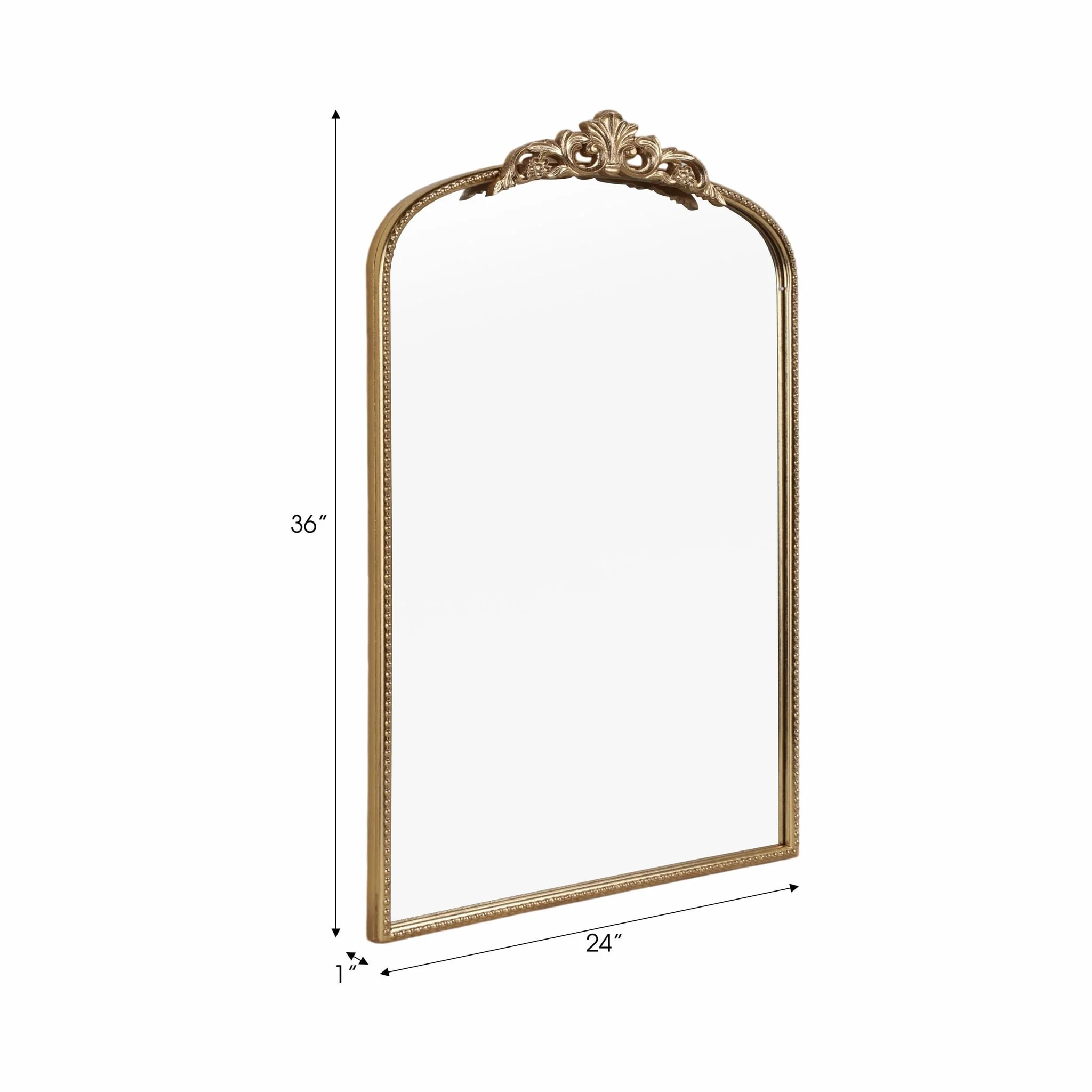 36" Fleur Applique Arch Mirror, Gold Wb - Image 7