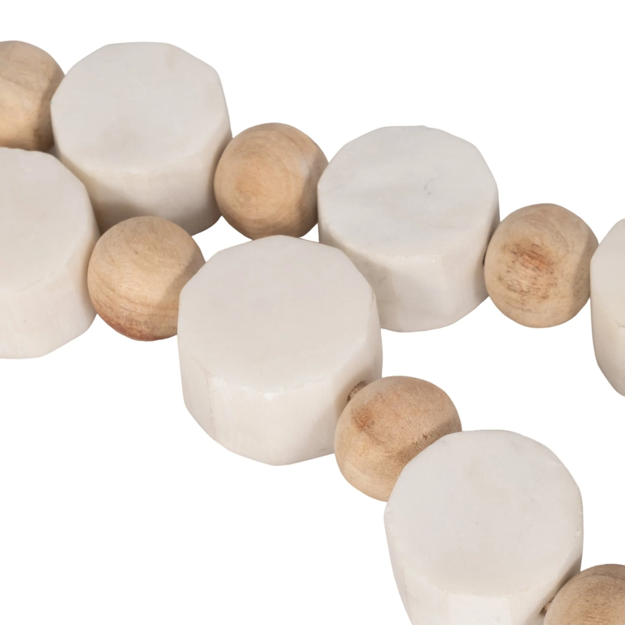 36" Marble And Wood Beads Garland, White/natural - Image 5