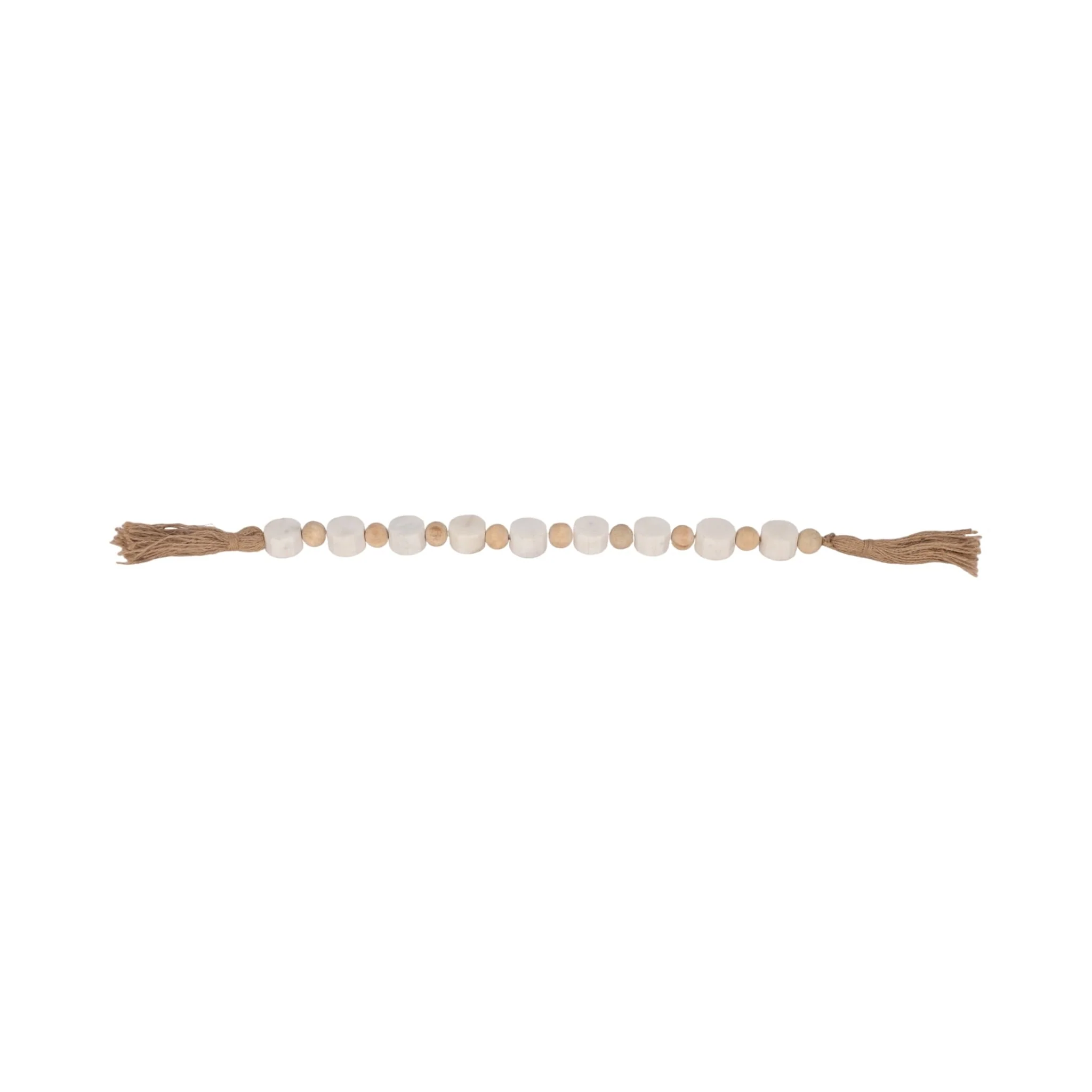 36" Marble And Wood Beads Garland, White/natural - Image 6
