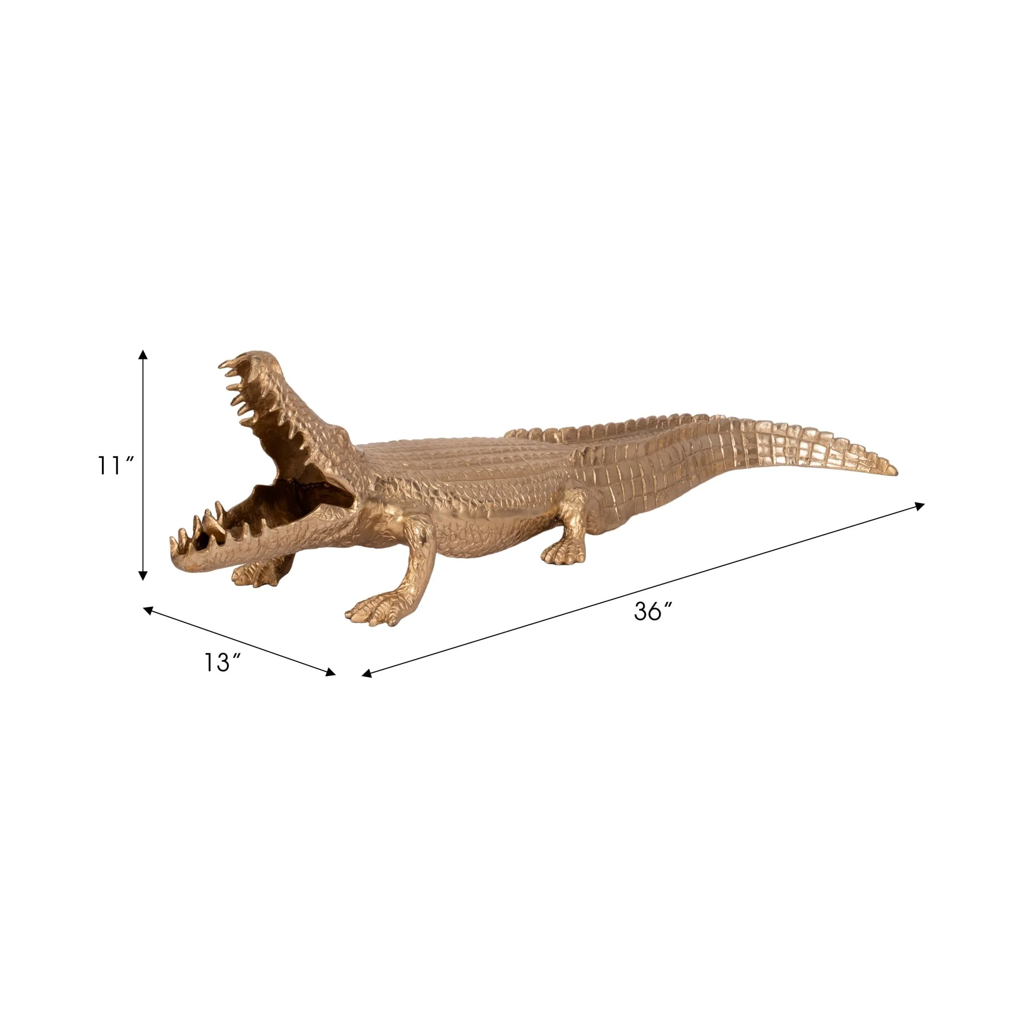 36" Metal Alligator Table Top Decor, Gold - Image 8