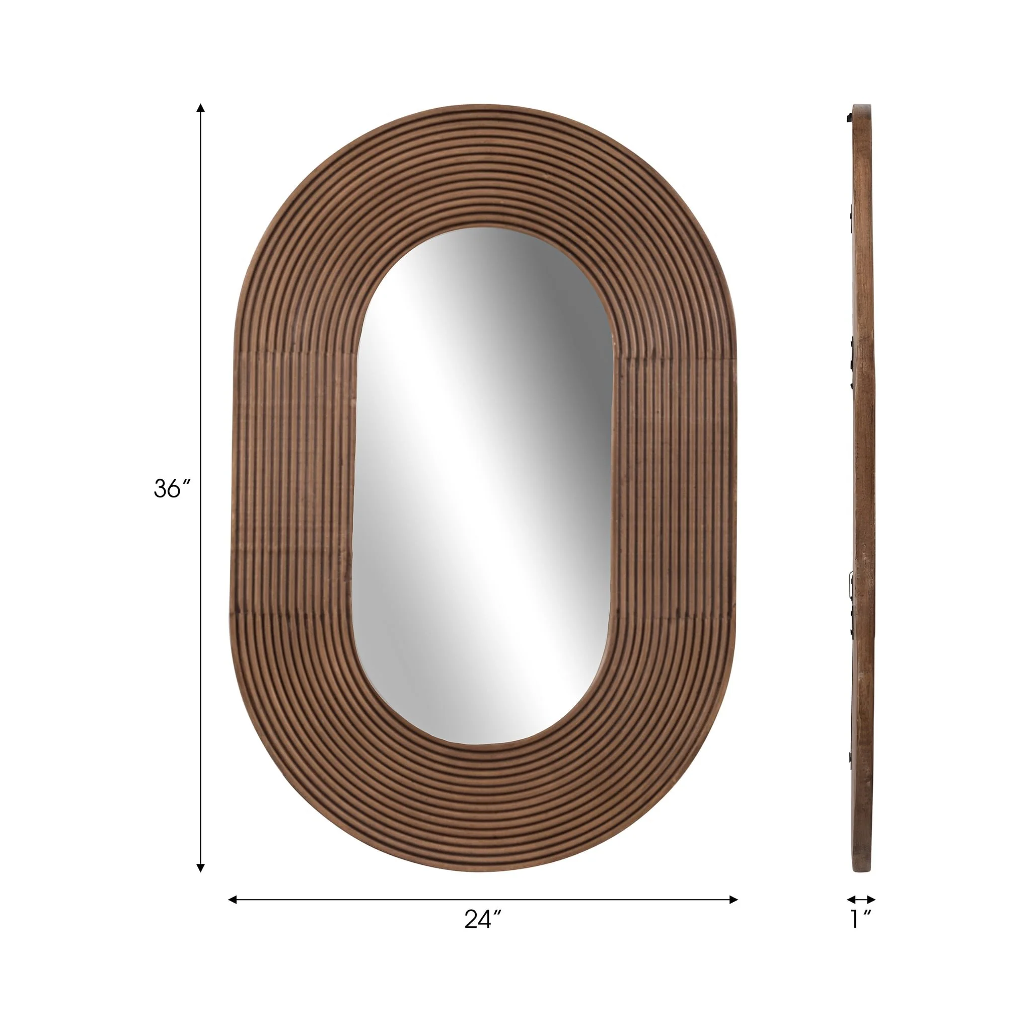 36" Ribbed Oval Mirror, Walnut - Image 7