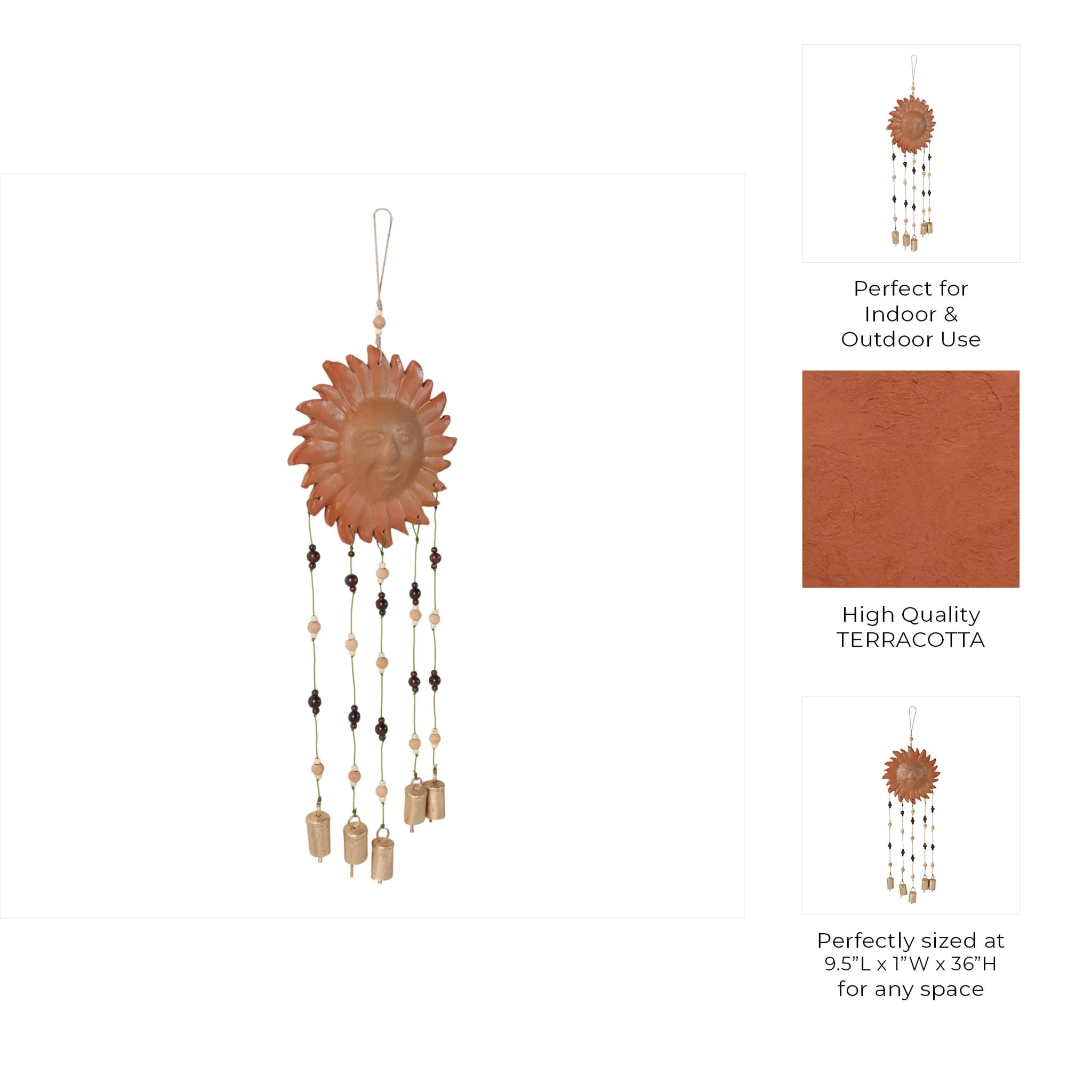 36x10" Terracotta Sunshine Chime, Brown - Image 10