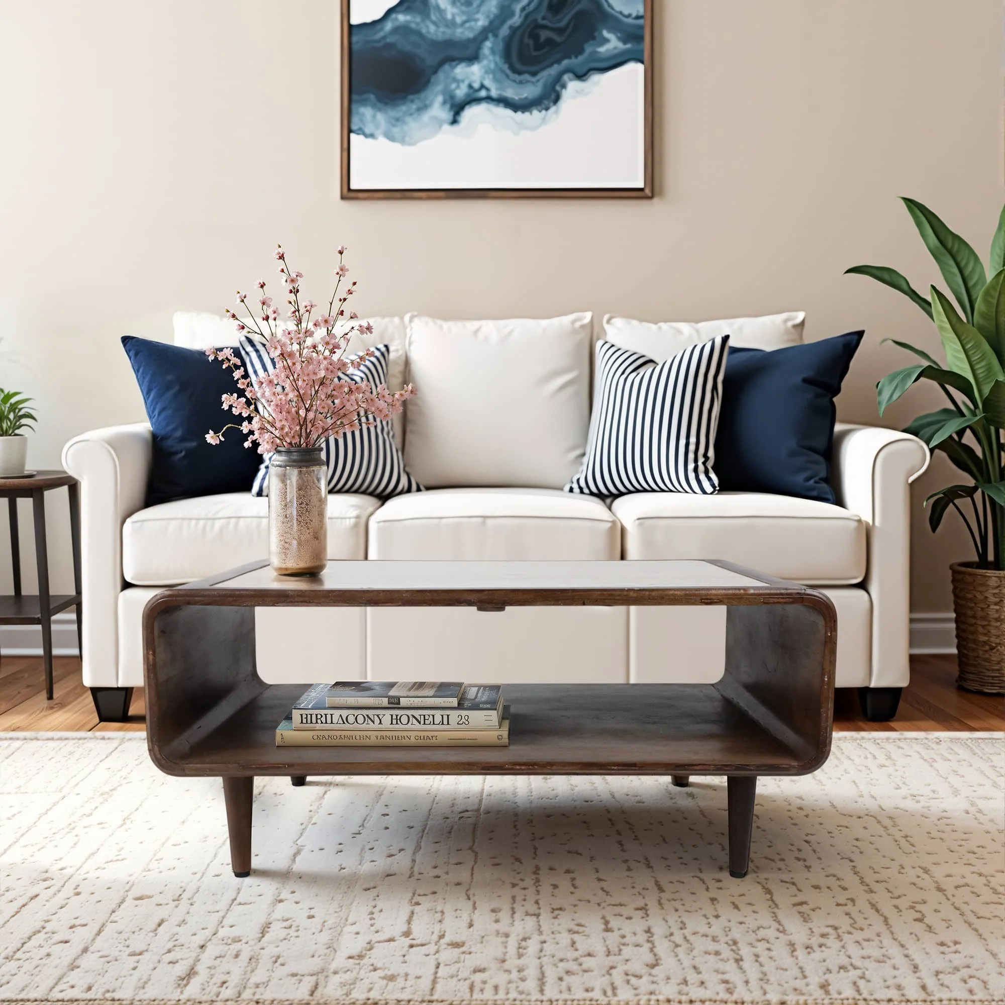 36x24" Travertine Inlay Coffee Table, Brown - Image 10