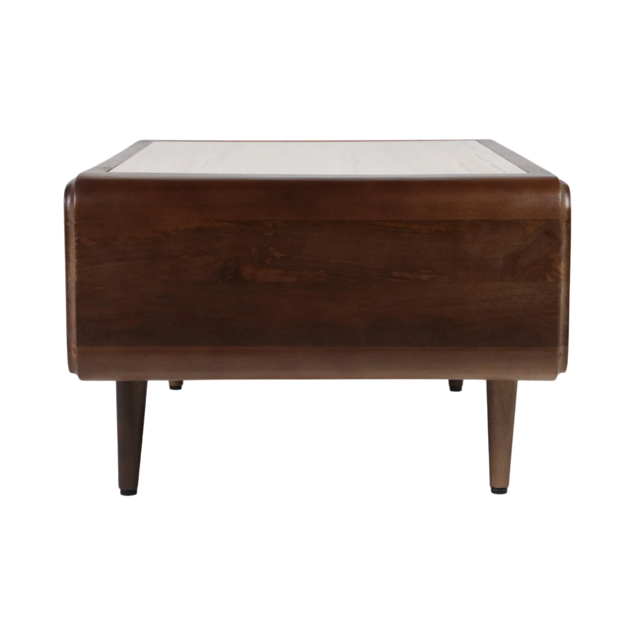 36x24" Travertine Inlay Coffee Table, Brown - Image 3