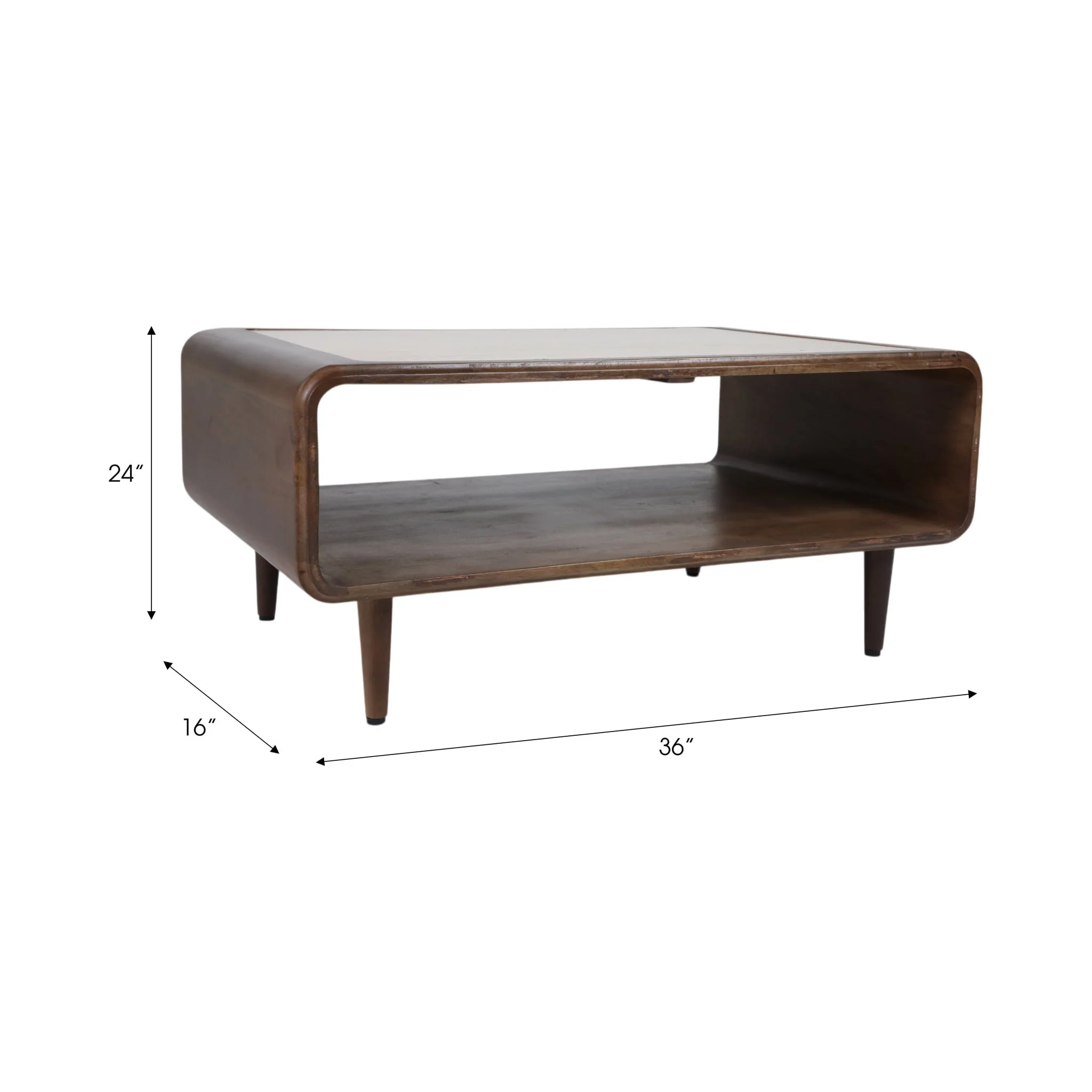 36x24" Travertine Inlay Coffee Table, Brown - Image 8