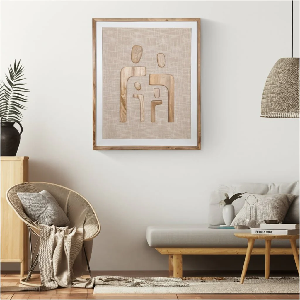 36x30" Wood&fabric Mix-media Abstrct Wall Art,brw - Image 8