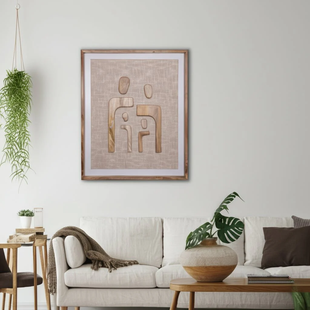36x30" Wood&fabric Mix-media Abstrct Wall Art,brw - Image 9