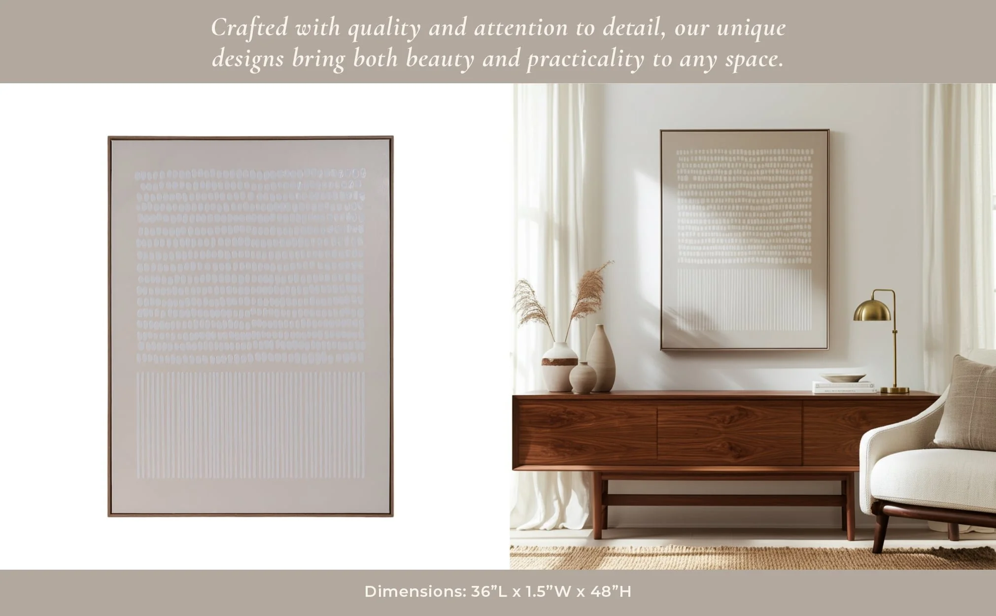 36x48 Textured Dots & Lines Wall Art, Ivory/white - Image 9