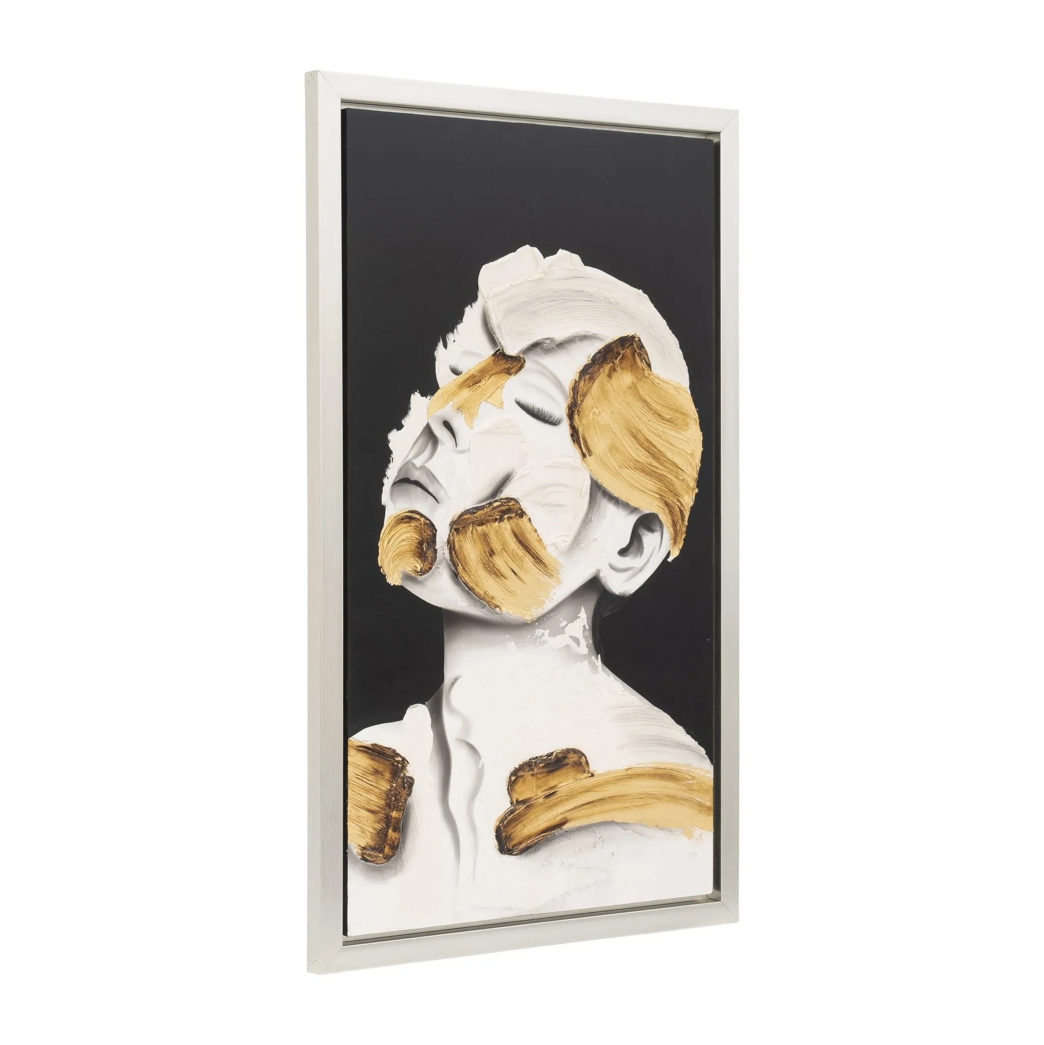 36x59, Hand Painted Deep Thought, Wht/gld - Image 2