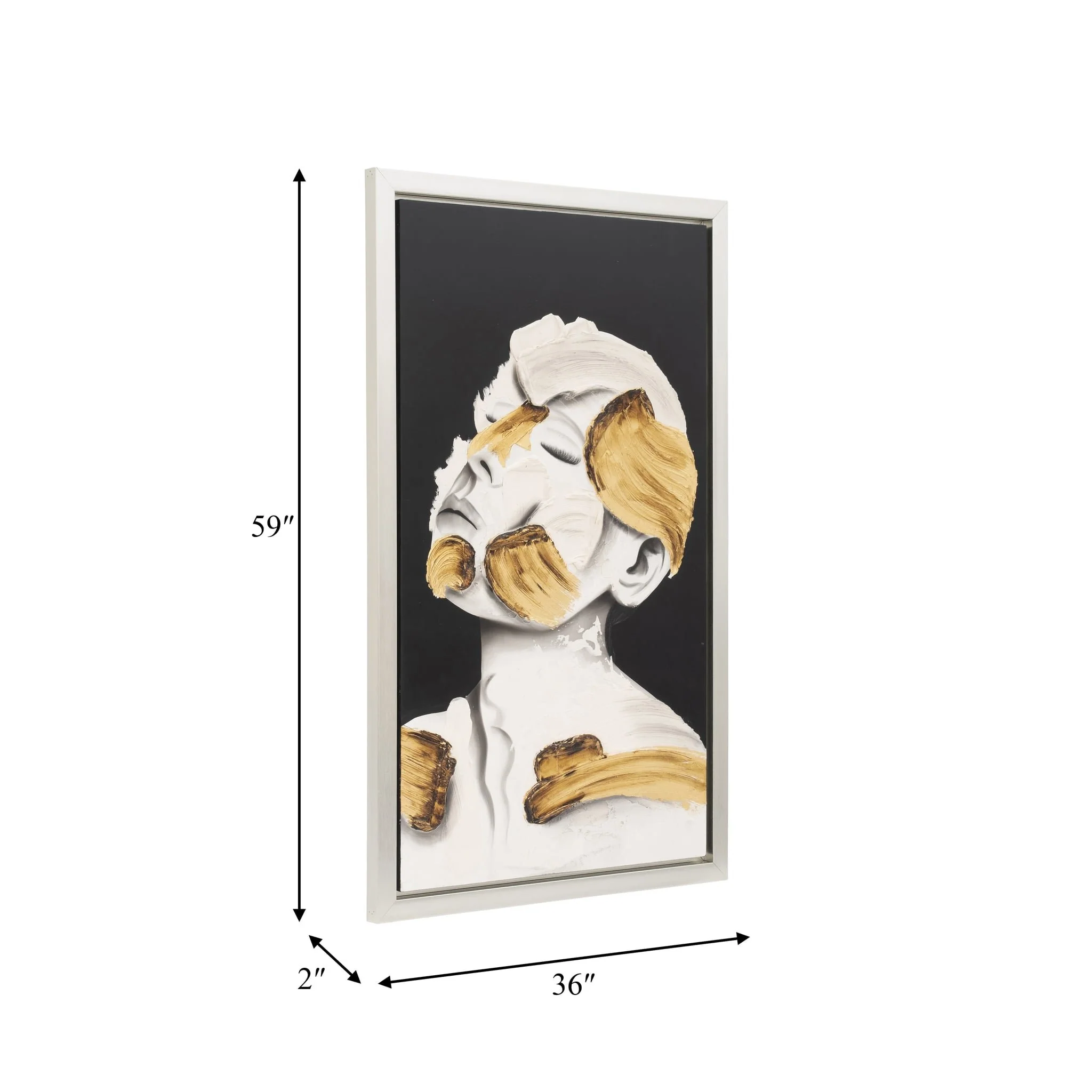 36x59, Hand Painted Deep Thought, Wht/gld - Image 8