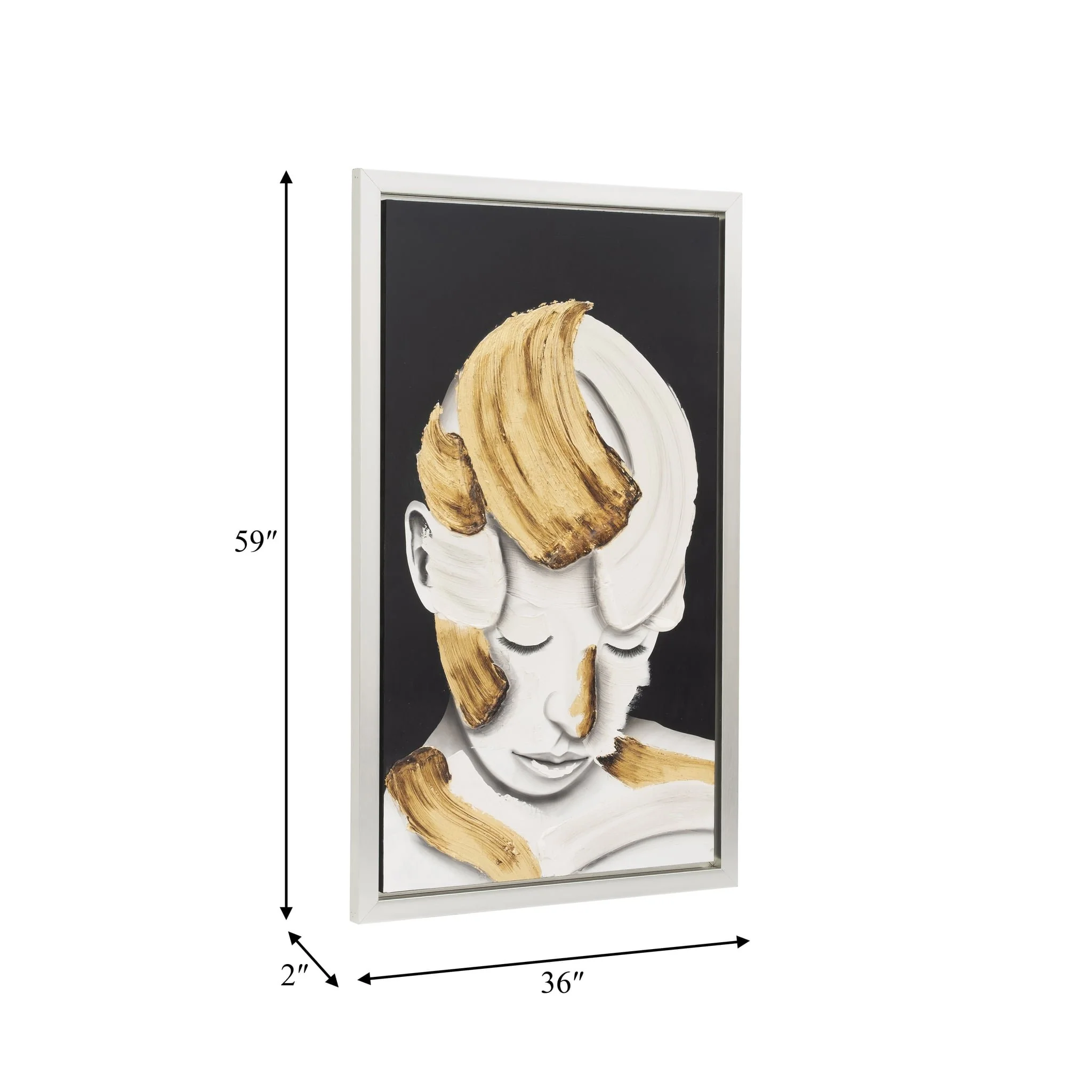 36x59, Hand Painted Deep Thought, Wht/gld - Image 8