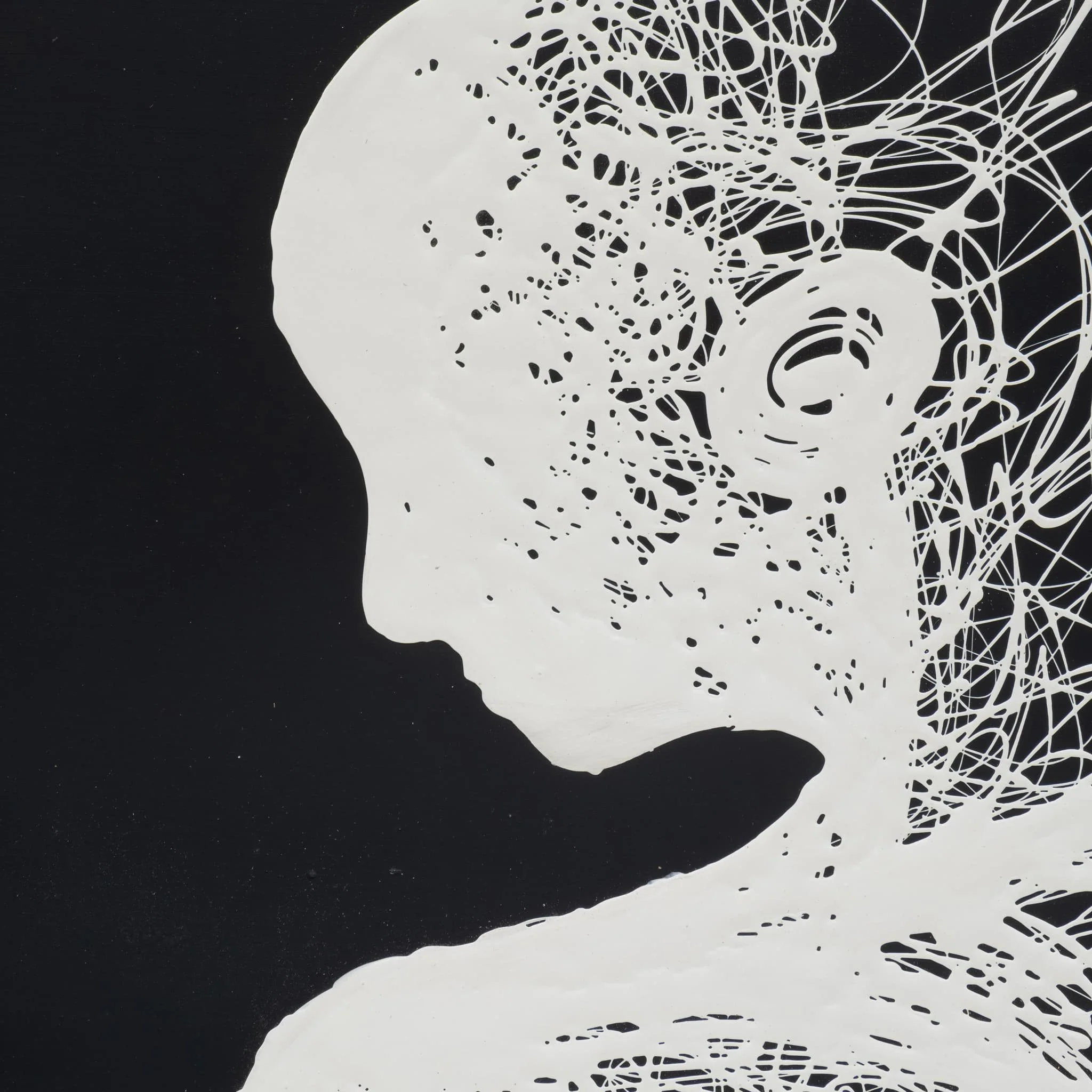 36x59, Hand Painted Woman Soul, Wht/blk - Image 4