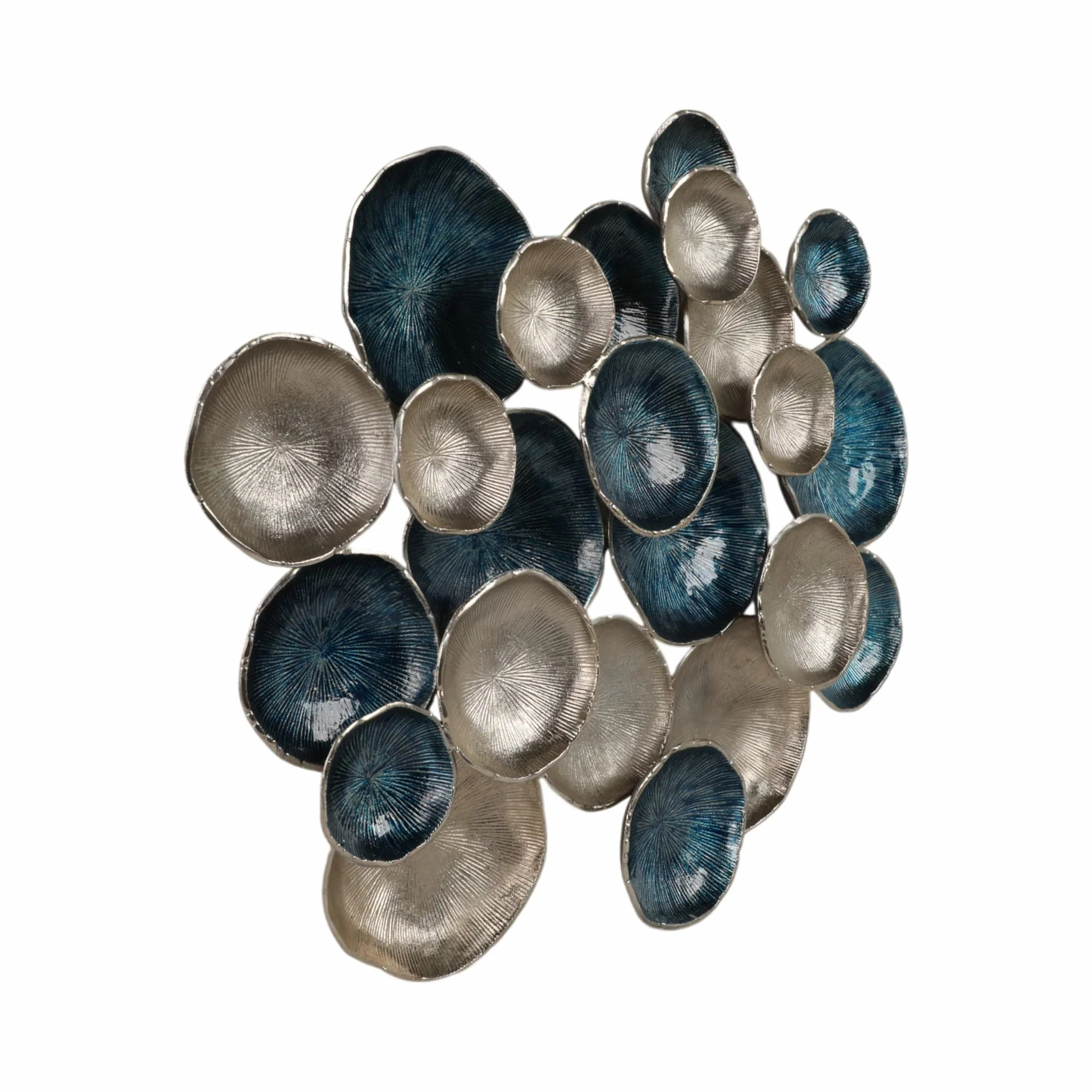 37x31 Metal Multi Disc Wall Decor, Blue/silver - Image 2