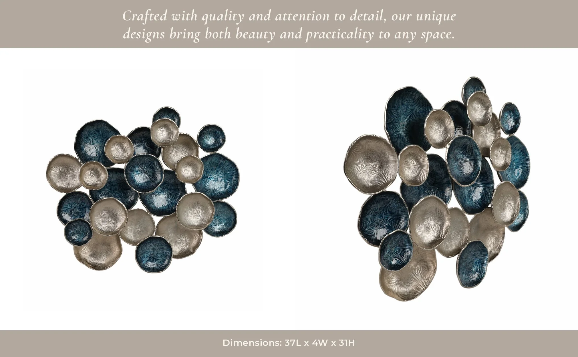 37x31 Metal Multi Disc Wall Decor, Blue/silver - Image 9