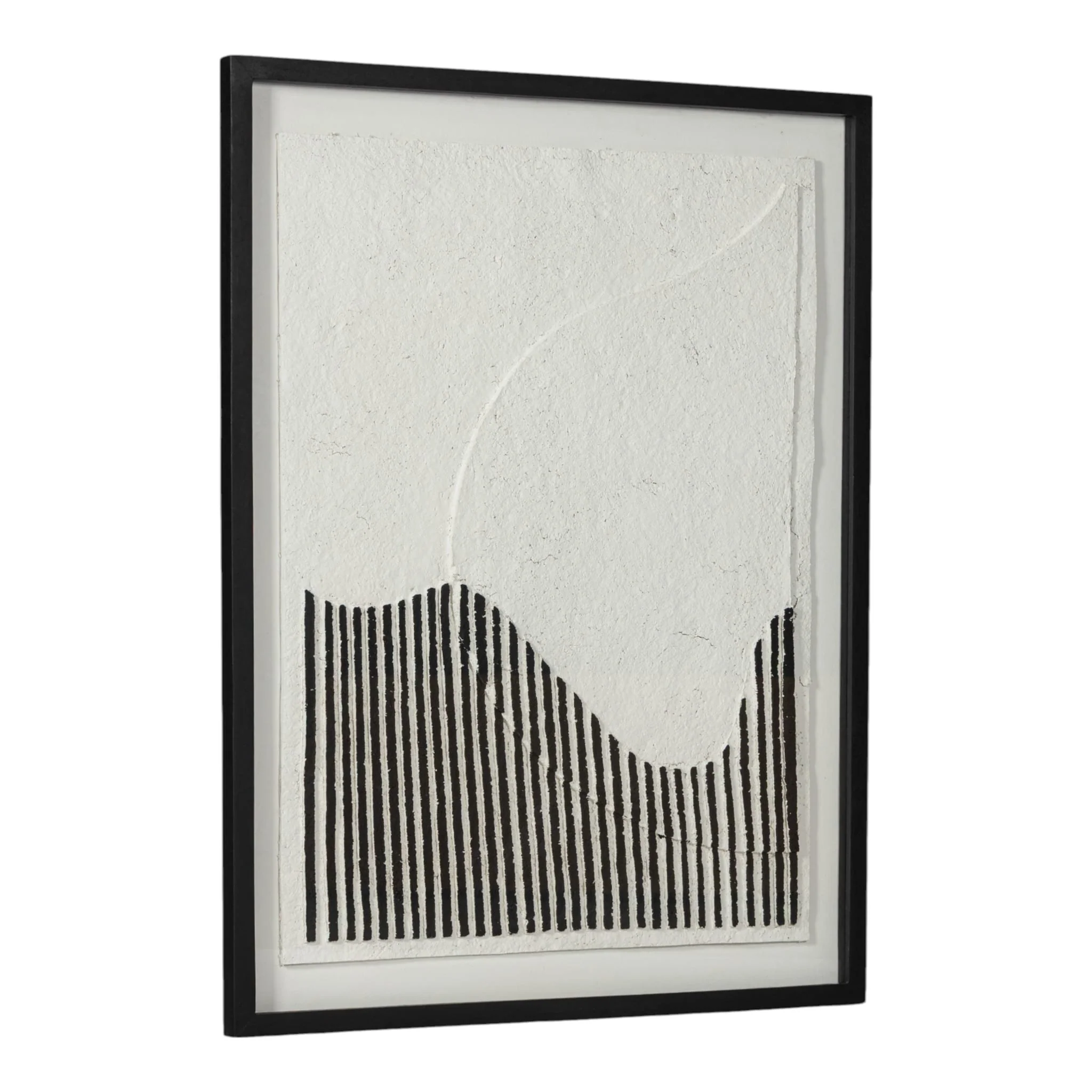 37x48" Paper Mache Wall Art Under Glass, Black/whi - Image 2