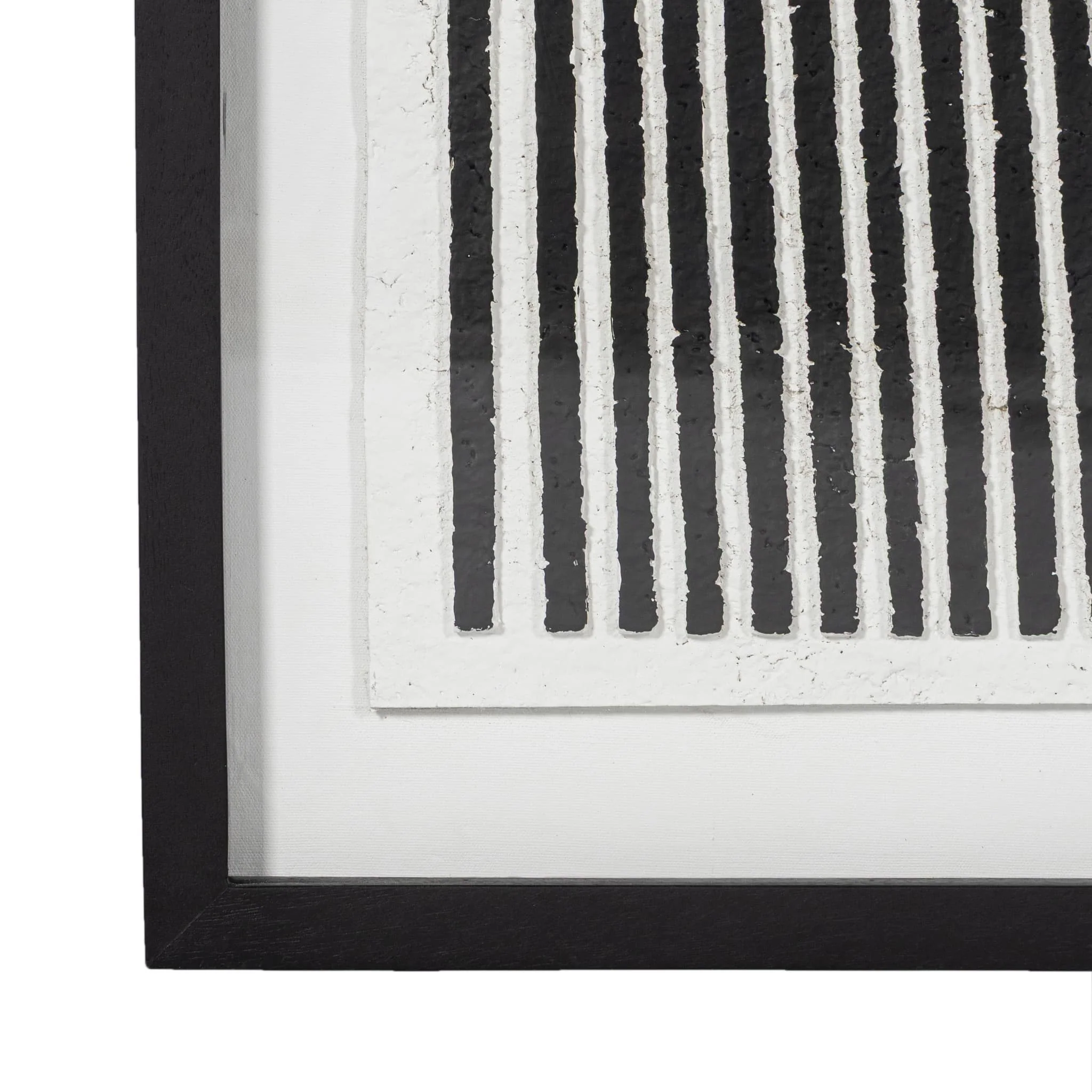 37x48" Paper Mache Wall Art Under Glass, Black/whi - Image 4