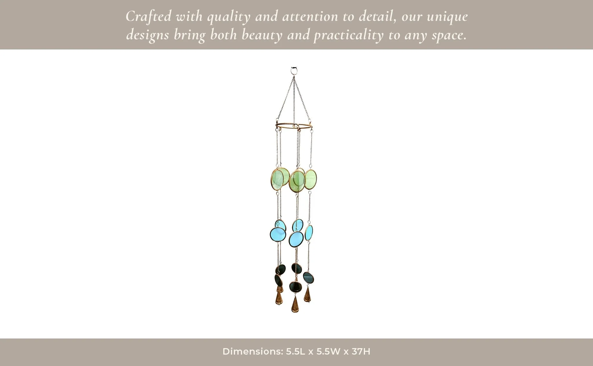 37x6" Modern Glass Discs Chime, Blue/green - Image 14