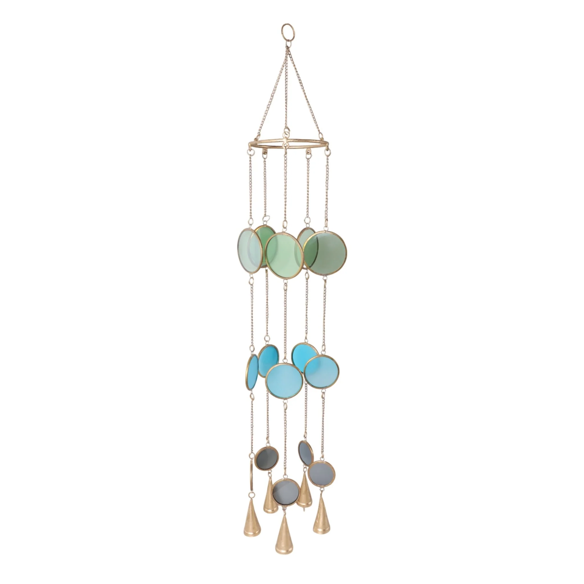 37x6" Modern Glass Discs Chime, Blue/green - Image 2