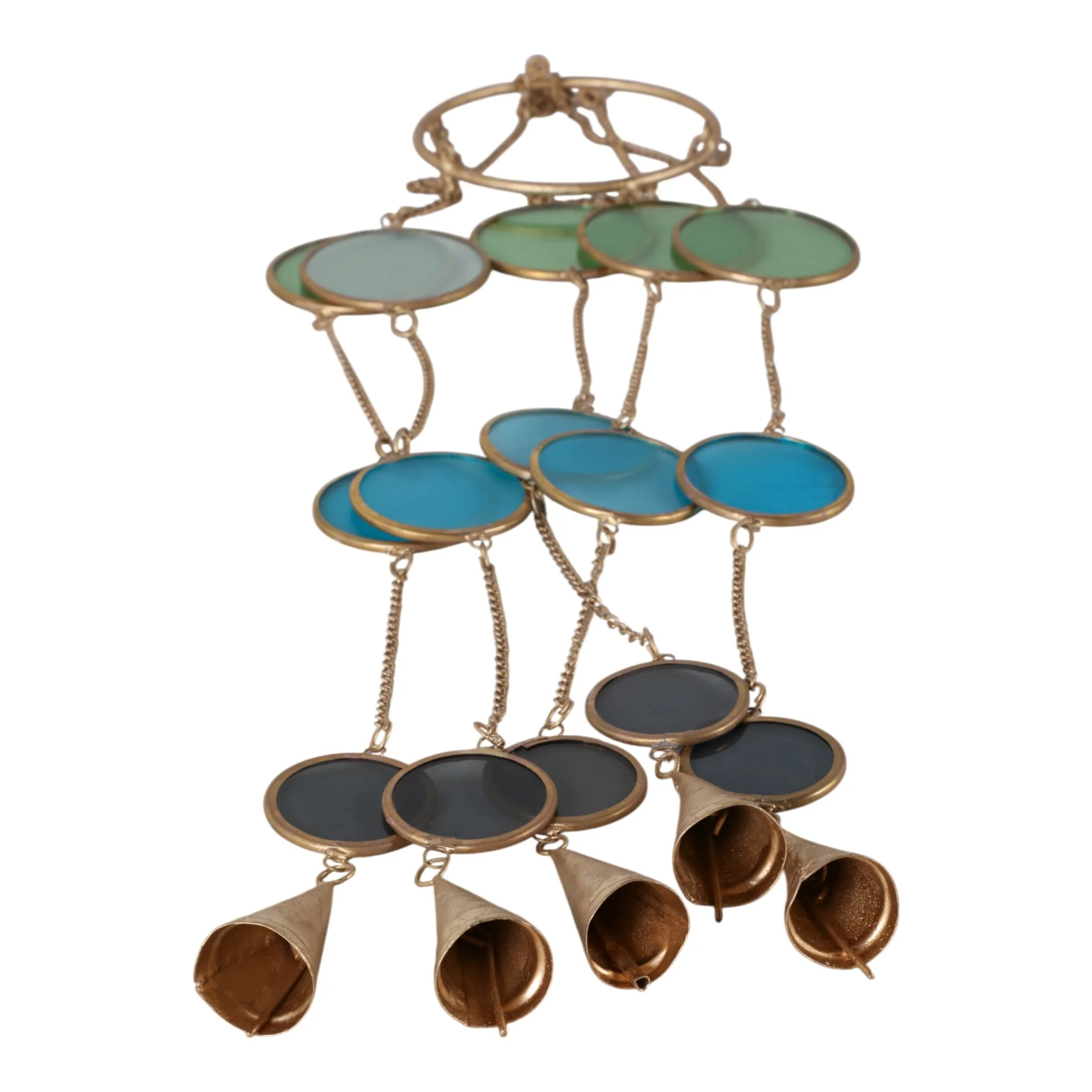 37x6" Modern Glass Discs Chime, Blue/green - Image 8
