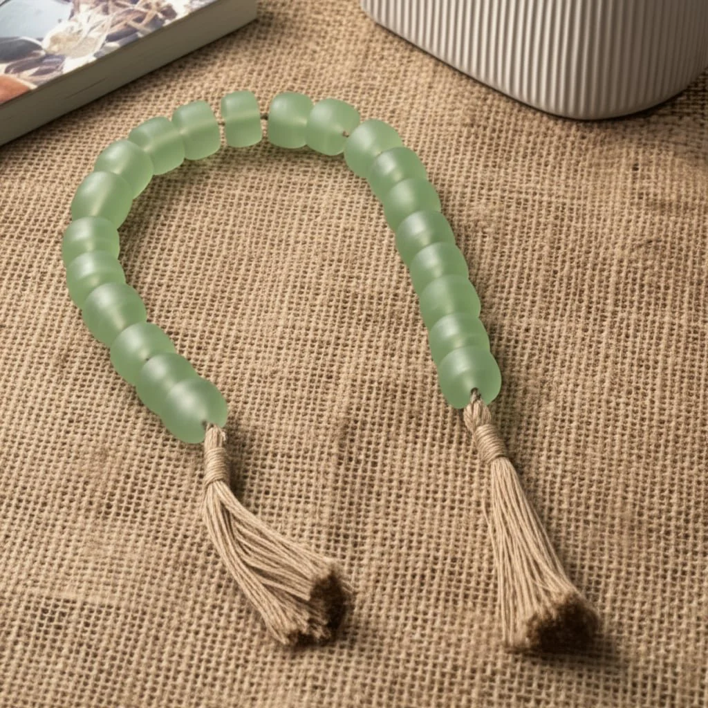 38" Cylinder 1.25" Resin Beaded Garland, Green - Image 10