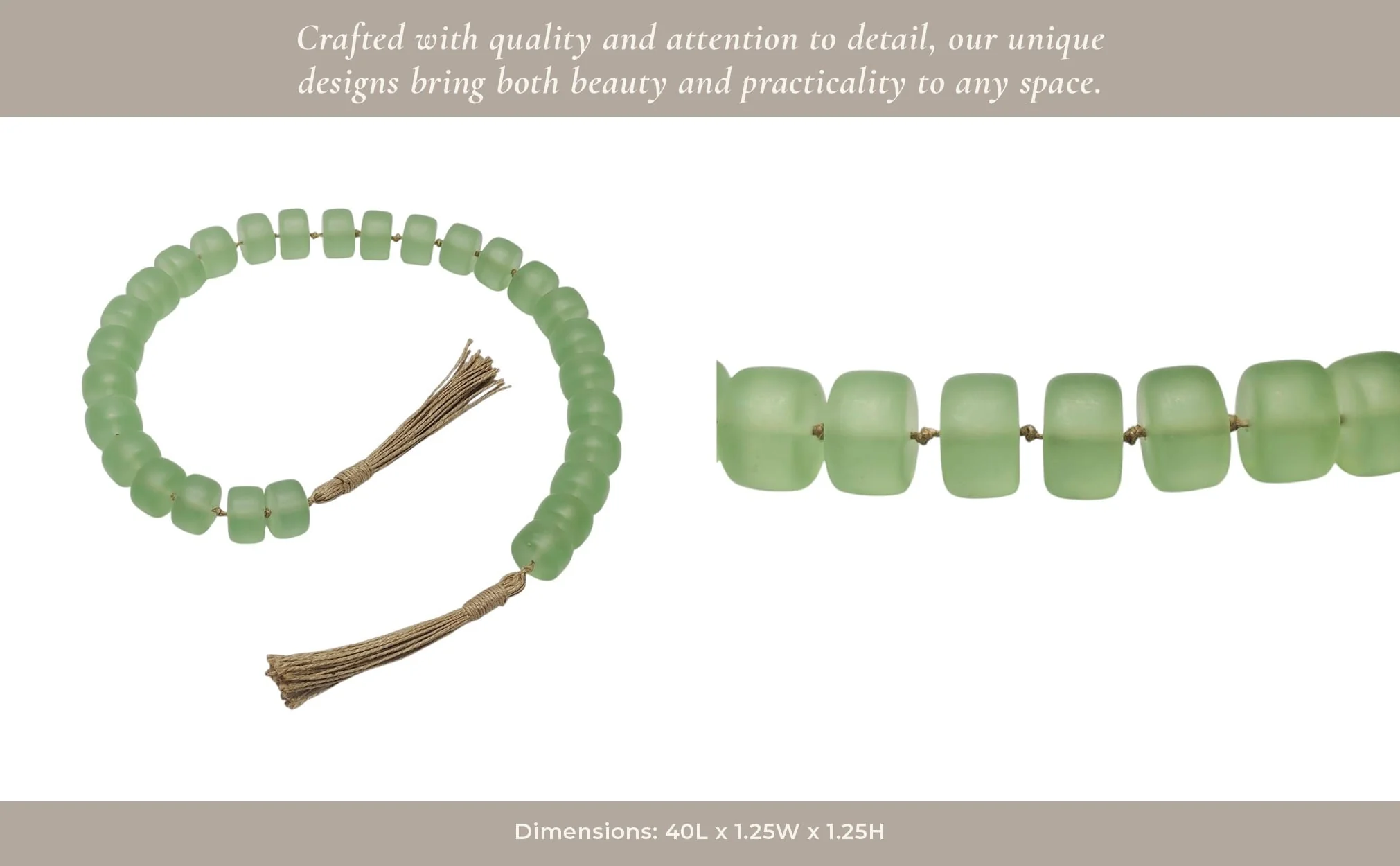38" Cylinder 1.25" Resin Beaded Garland, Green - Image 11