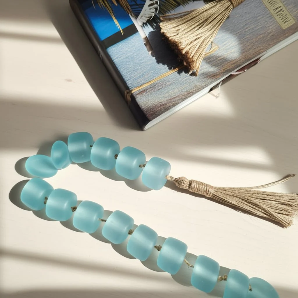 38" Cylinder 1" Resin Beaded Garland, Blue - Image 10