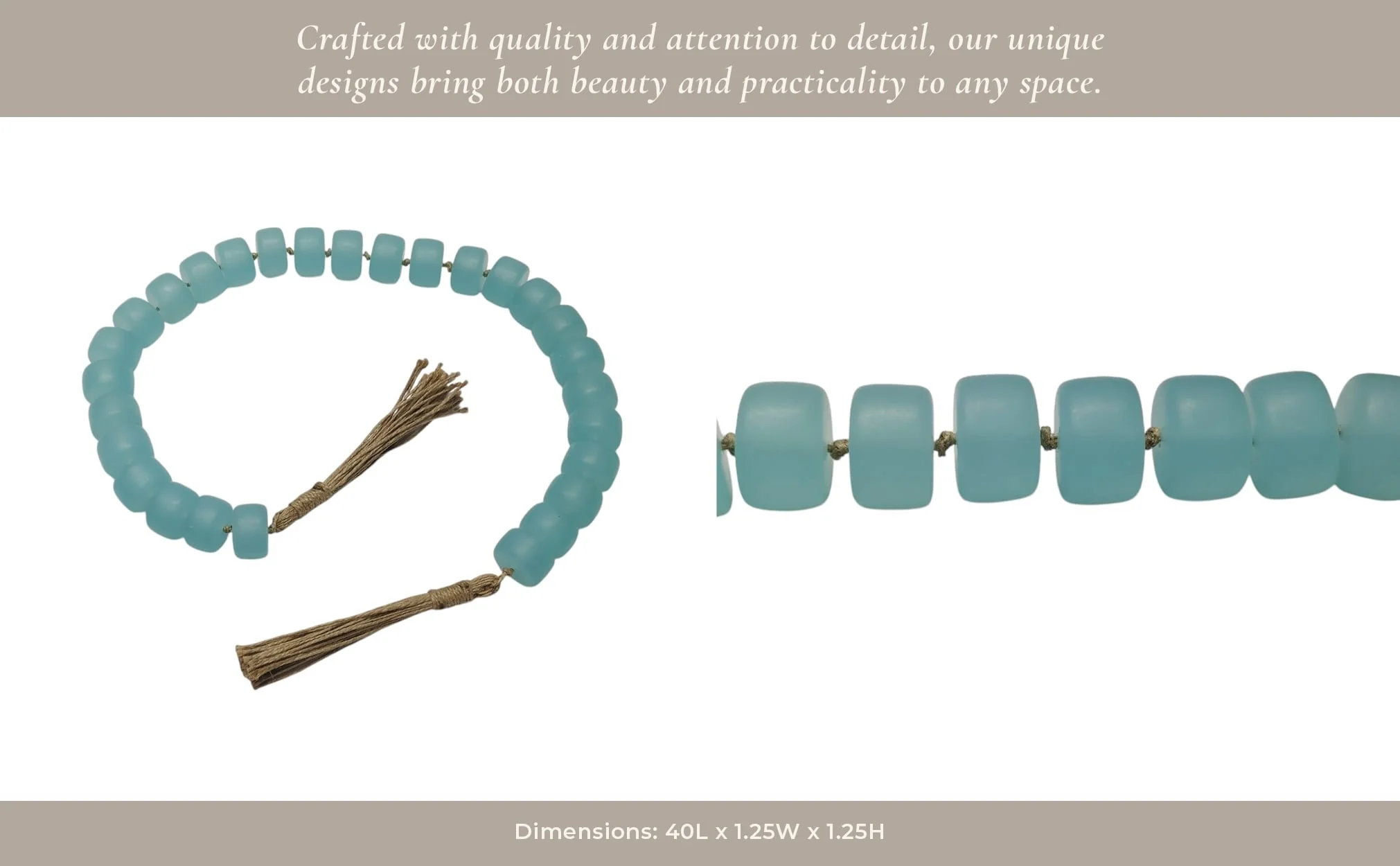 38" Cylinder 1" Resin Beaded Garland, Blue - Image 11