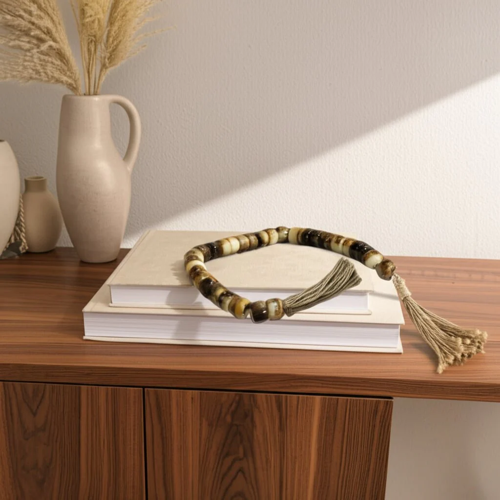38" Cylinder 1" Resin Beaded Garland, Brown - Image 10