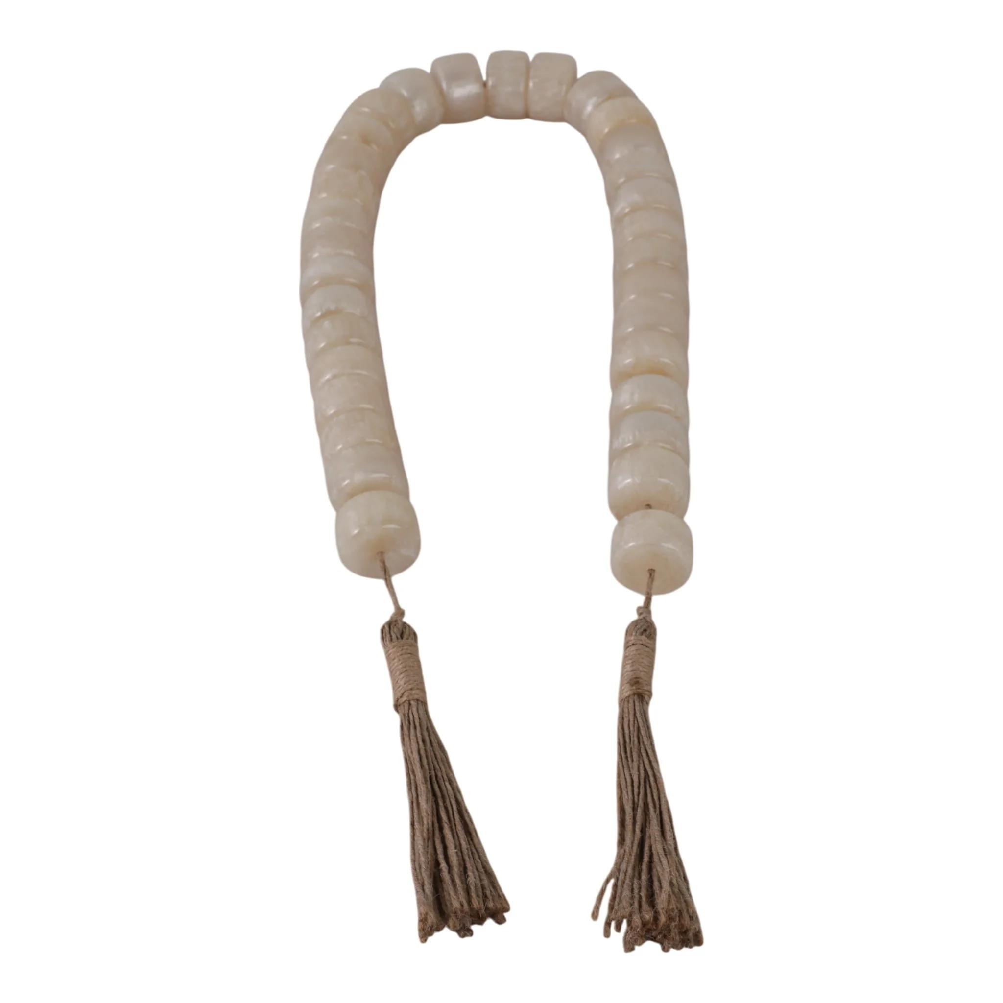38" Cylinder 1" Resin Beaded Garland, Ivory - Image 2