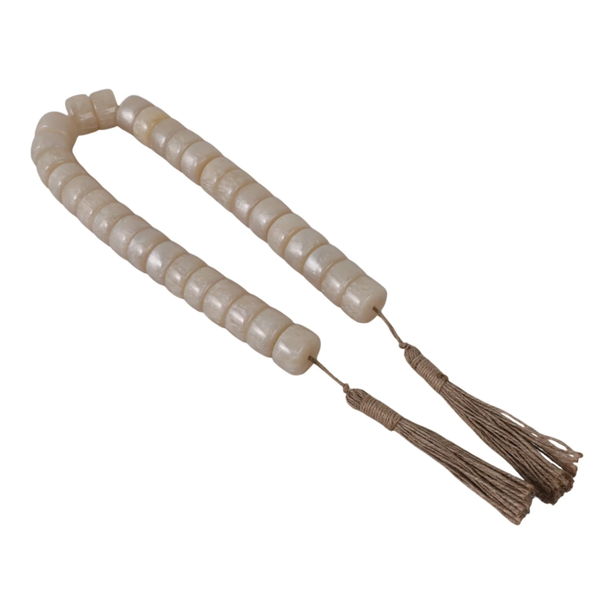 38" Cylinder 1" Resin Beaded Garland, Ivory - Image 3
