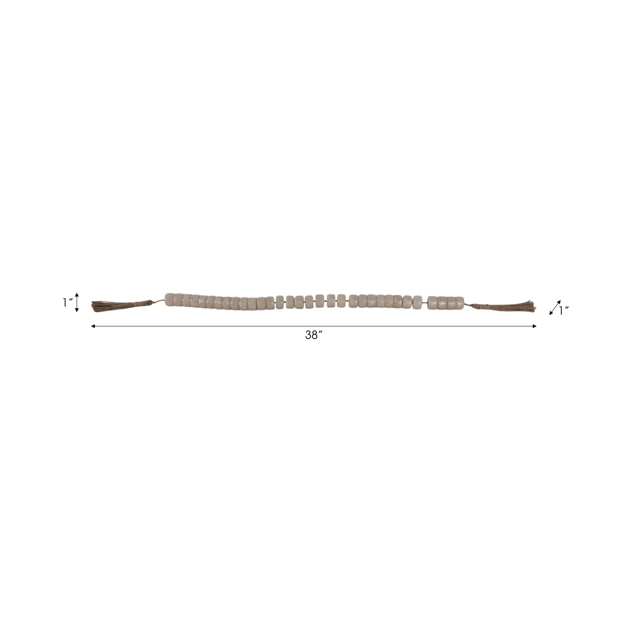 38" Cylinder 1" Resin Beaded Garland, Ivory - Image 8