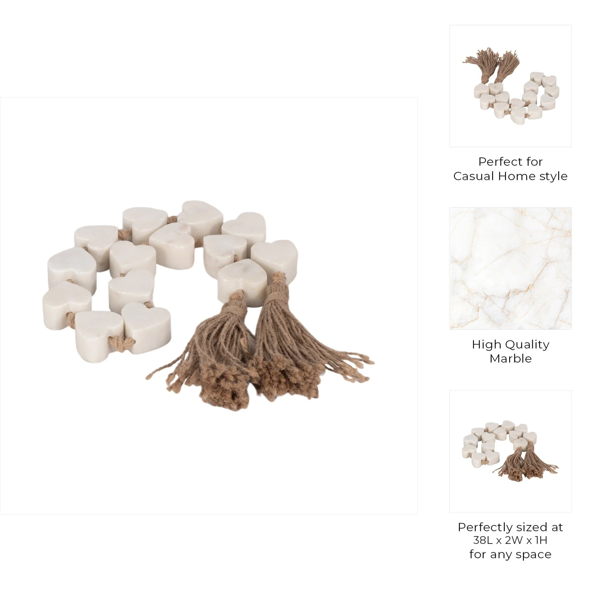 38" Marble Hearts Garland, White - Image 8